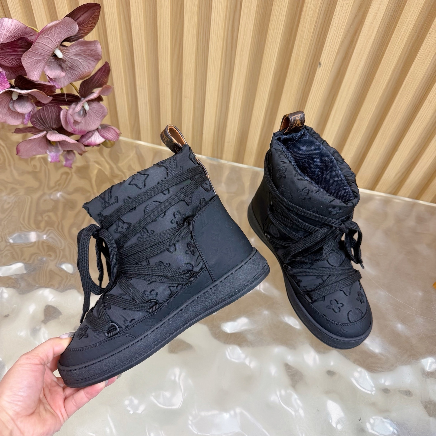 LV Pillow Comfort Ankle Boots Black Monogram Quilted Winter Shoes