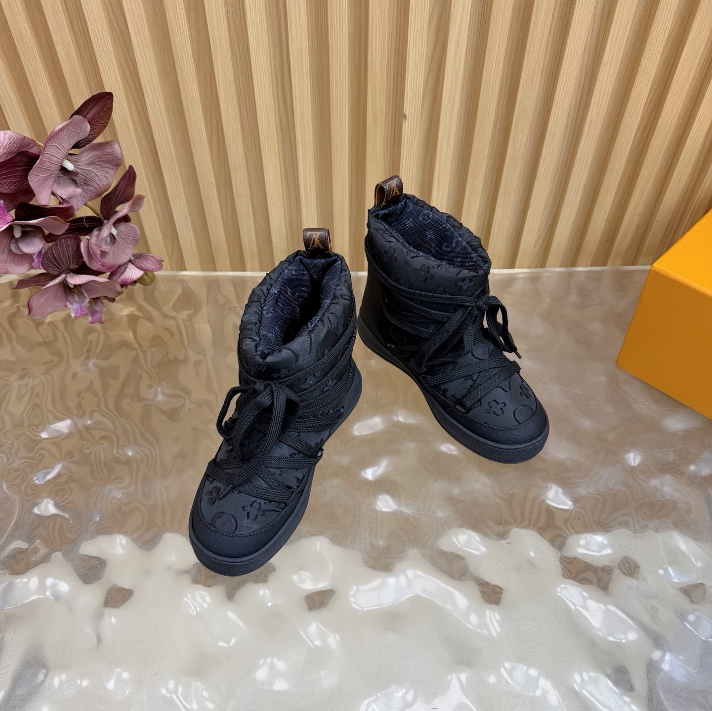 LV Pillow Comfort Ankle Boots Black Monogram Quilted Winter Shoes