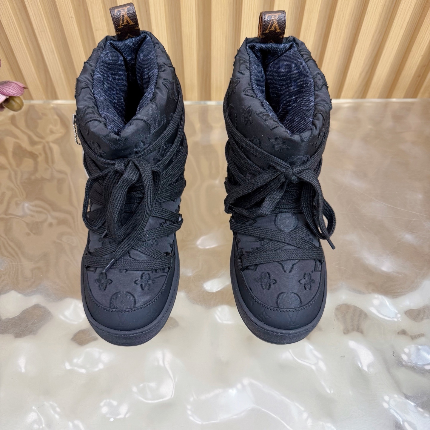 LV Pillow Comfort Ankle Boots Black Monogram Quilted Winter Shoes