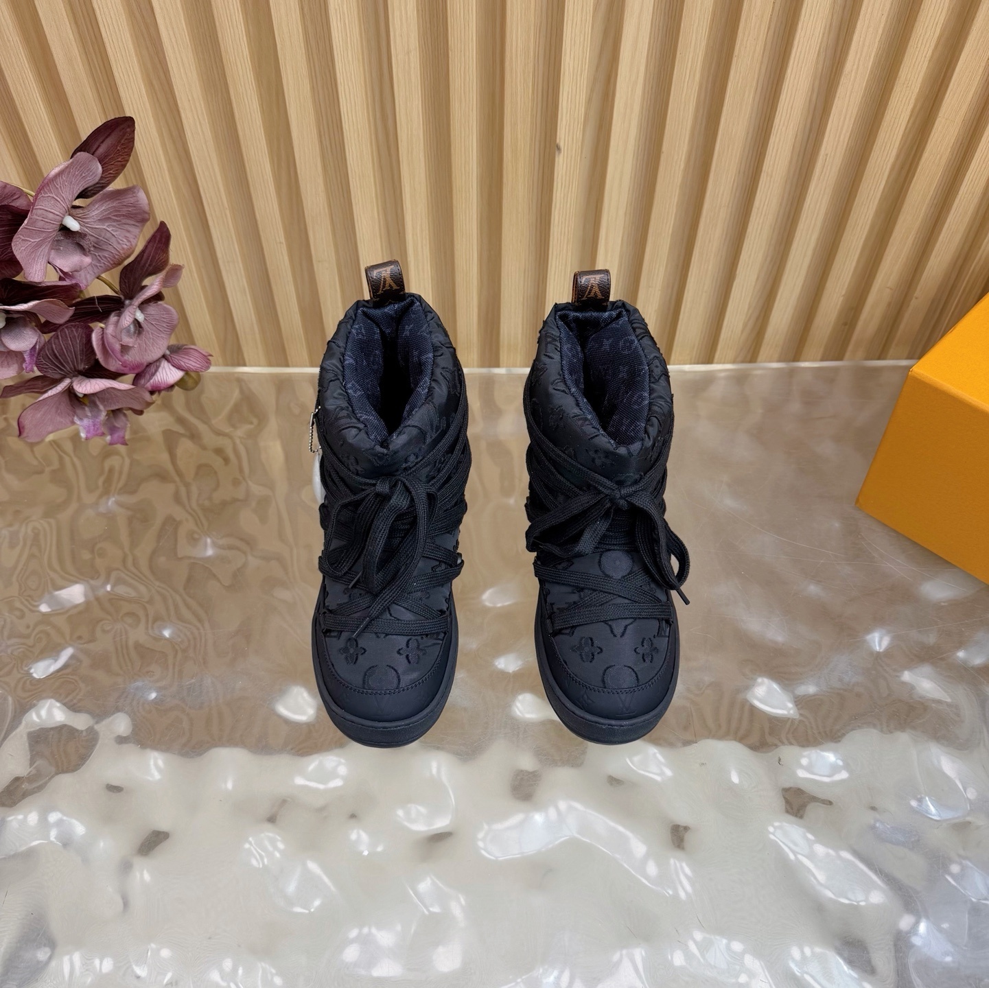 LV Pillow Comfort Ankle Boots Black Monogram Quilted Winter Shoes