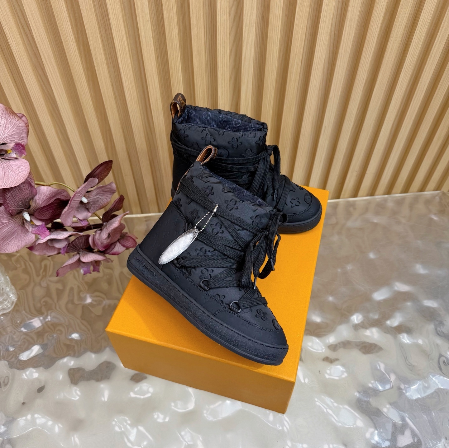 LV Pillow Comfort Ankle Boots Black Monogram Quilted Winter Shoes