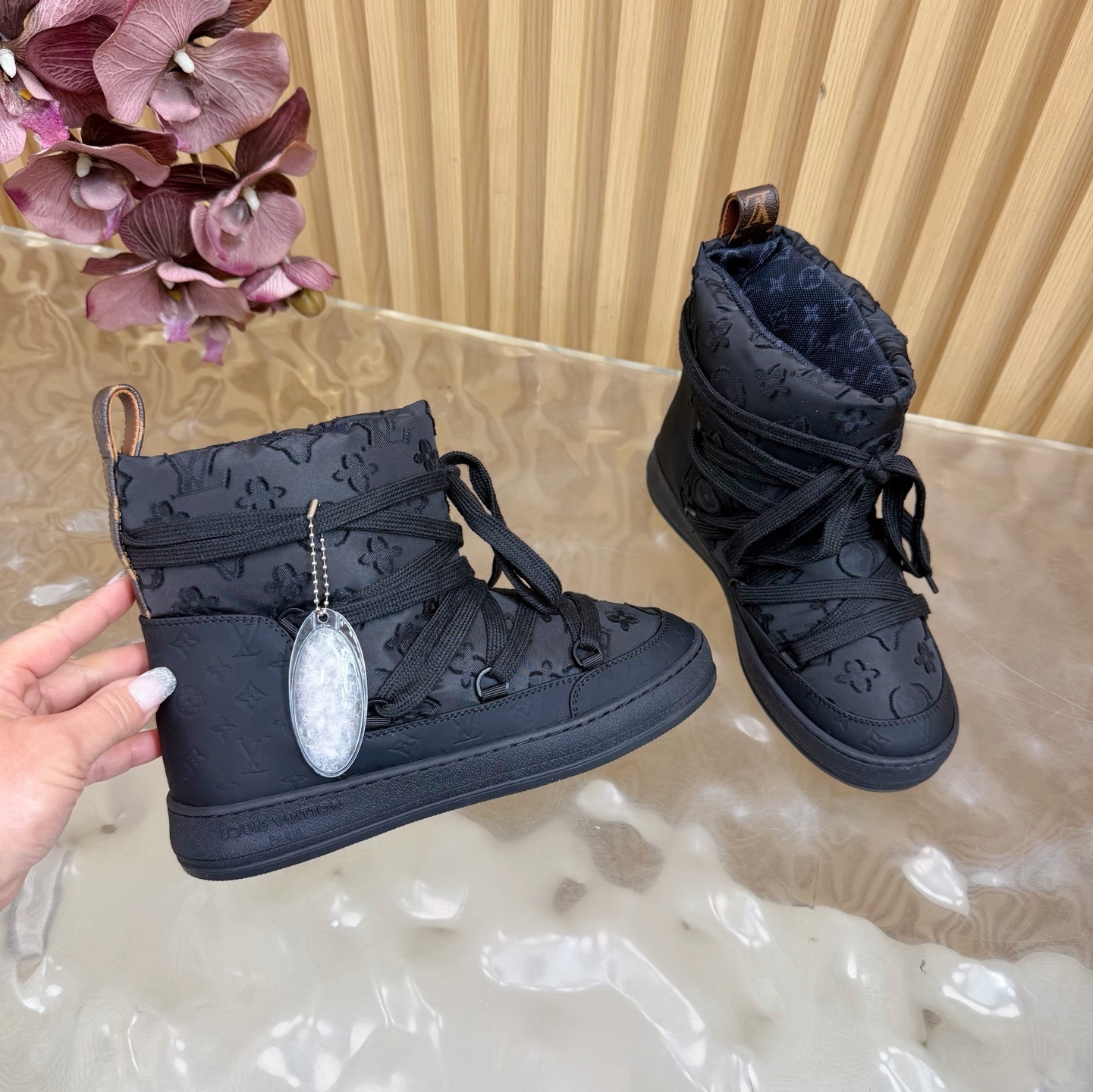 LV Pillow Comfort Ankle Boots Black Monogram Quilted Winter Shoes