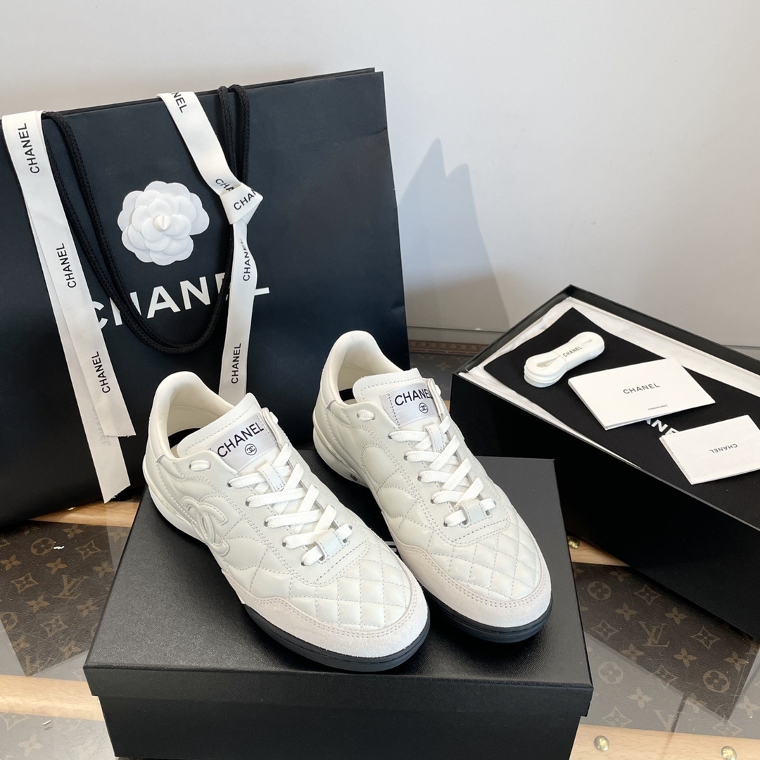 Chanel Women’s White Quilted Leather Low-Top Luxury Sneakers