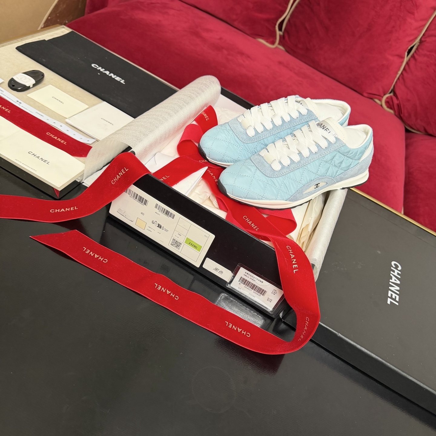 Chanel Light Blue Quilted Fabric Sneakers – Luxury Women’s Footwear