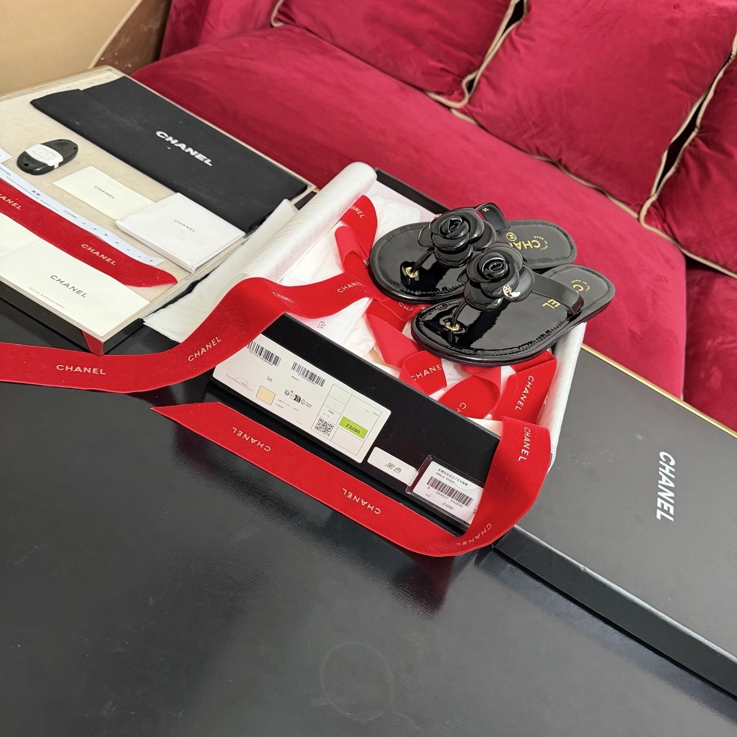 Chanel Black Camellia Thong Sandals with Gold CC Logo – Luxury Shoes