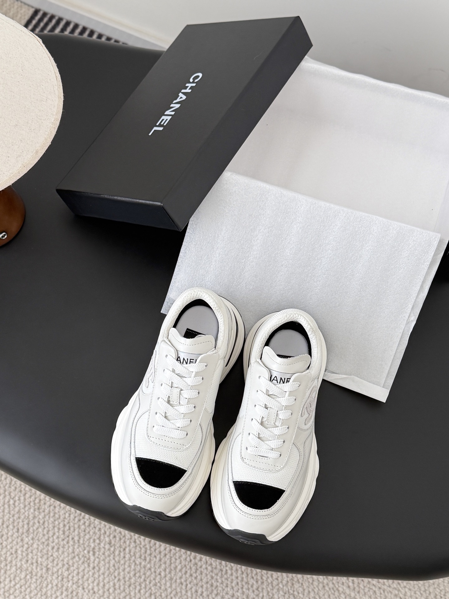 Luxury Chanel White Chunky Sneakers – CC Logo Designer Trainers