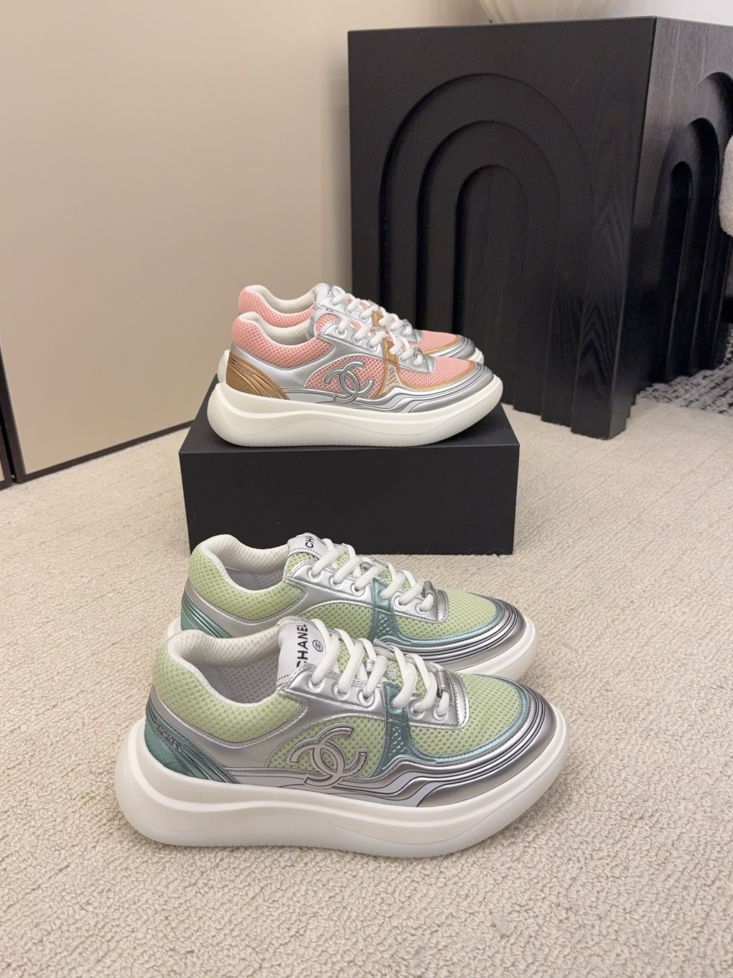 Chanel Metallic Mesh Platform Sneakers – Luxury Designer Trainers