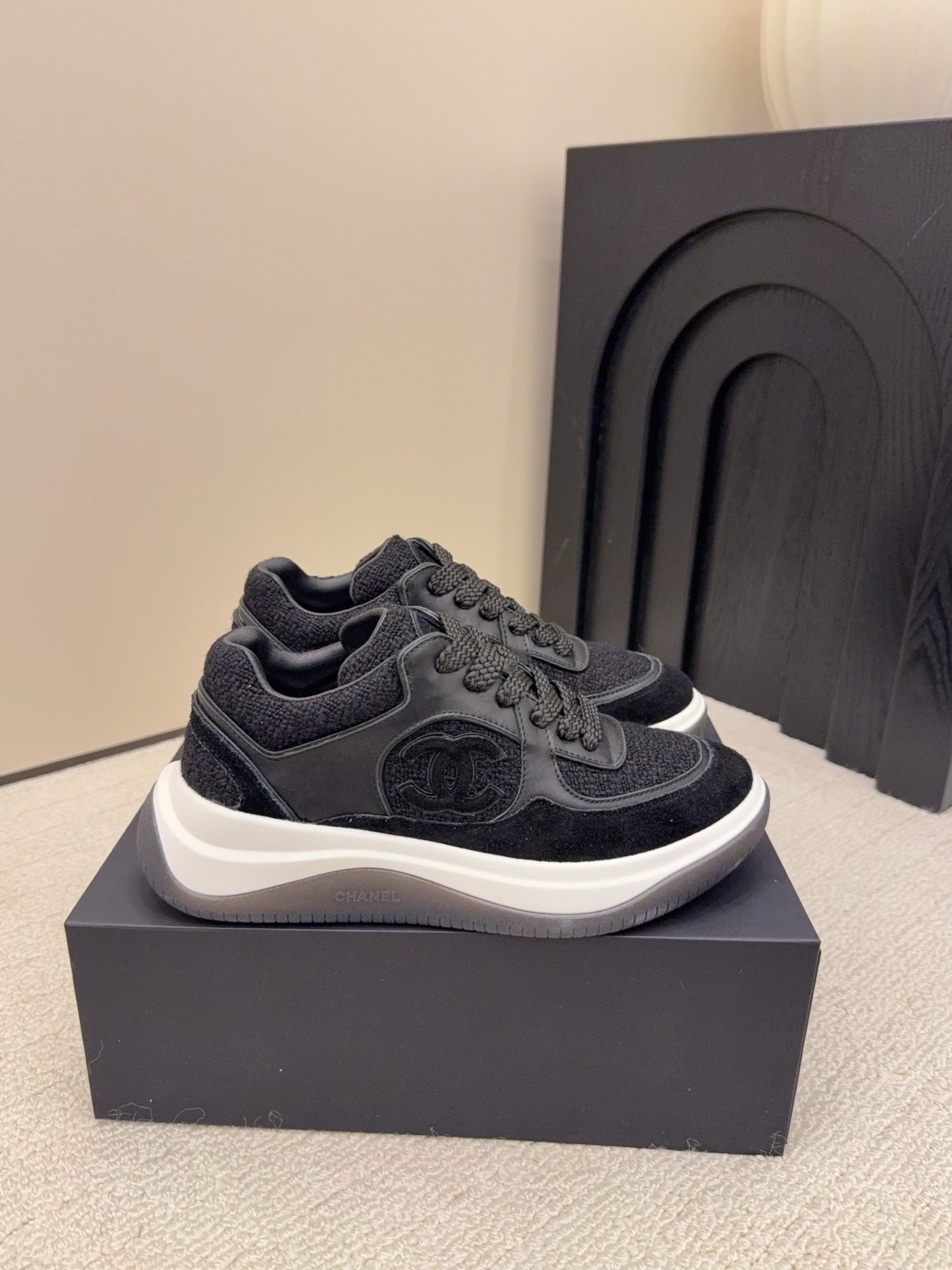 Chanel Black Tweed & Leather Sneakers – Luxury Women’s Footwear