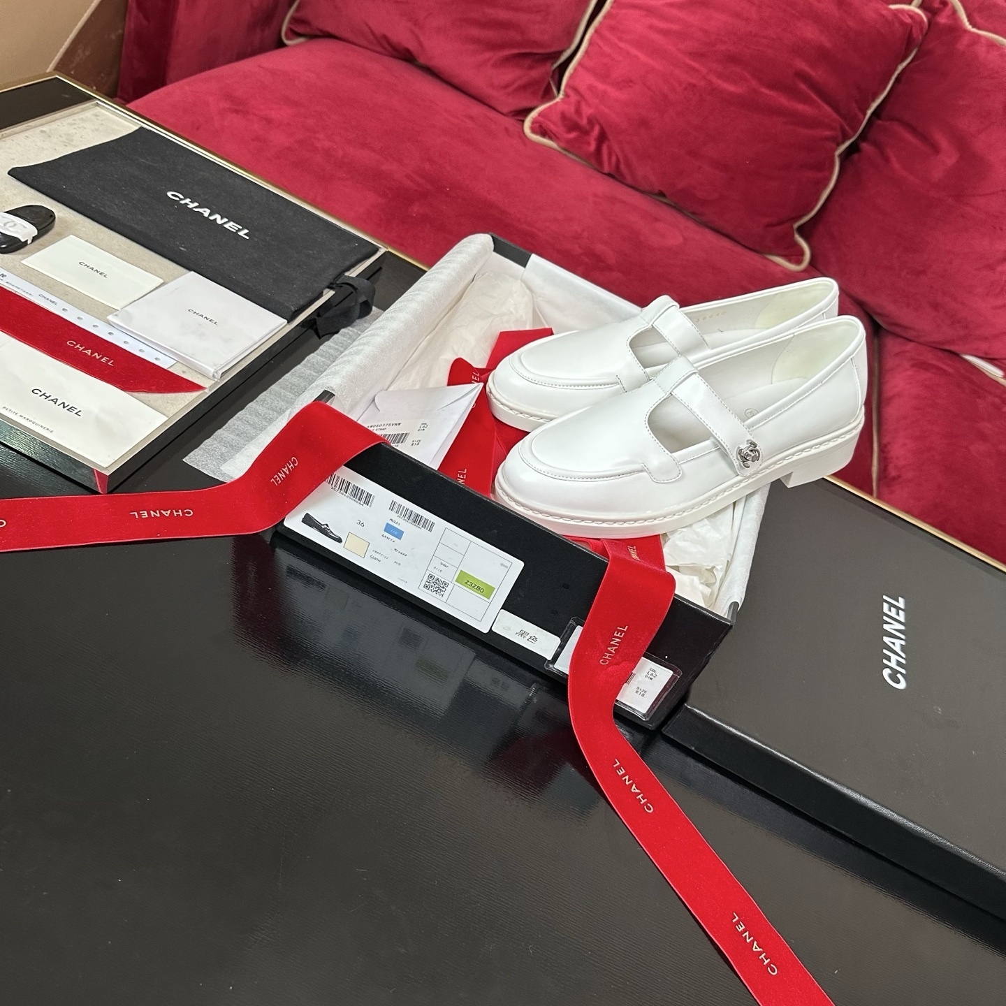 Chanel White Leather Mary Jane Loafers with CC Logo Detail