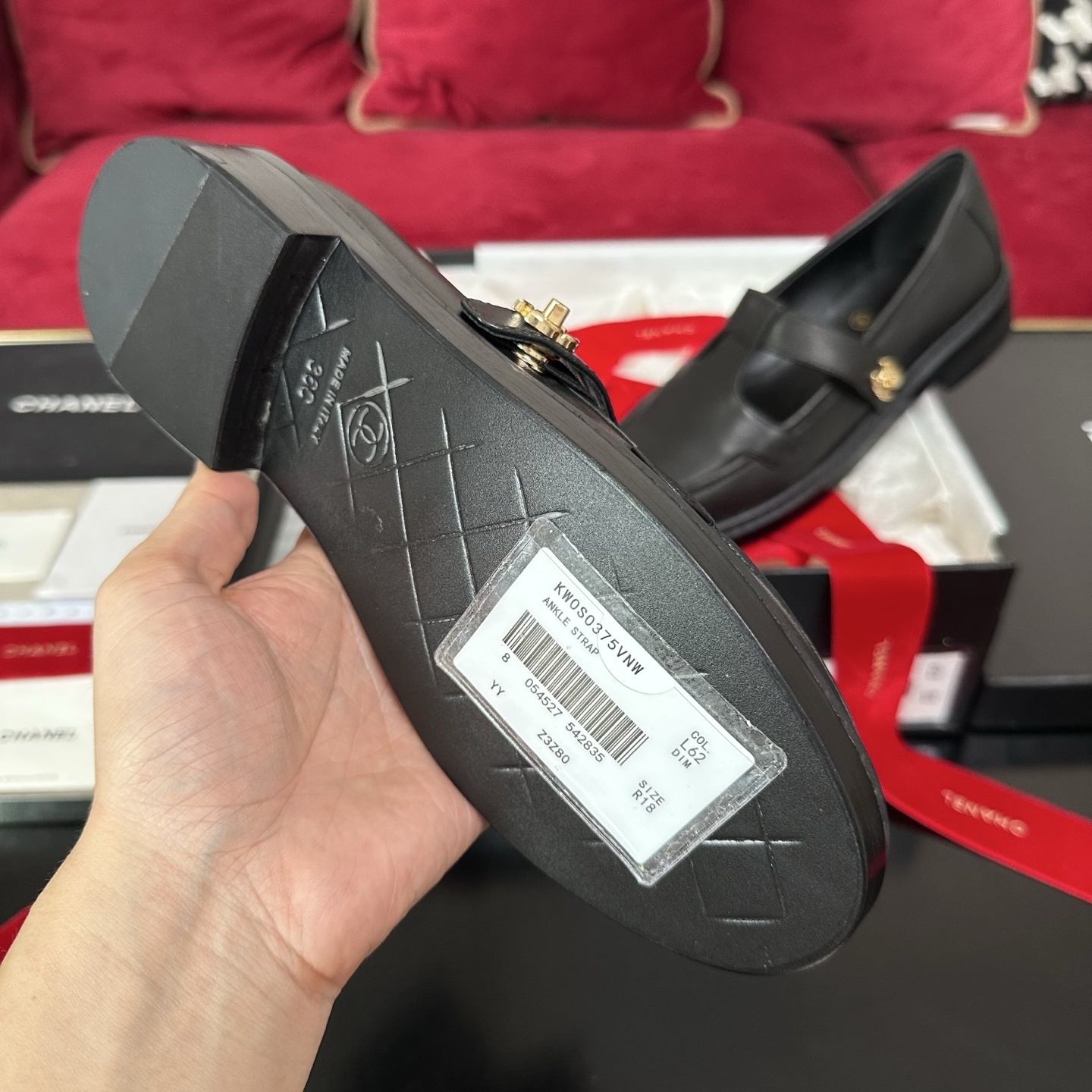 Chanel Black Leather Mary Jane Loafers with Gold CC Logo