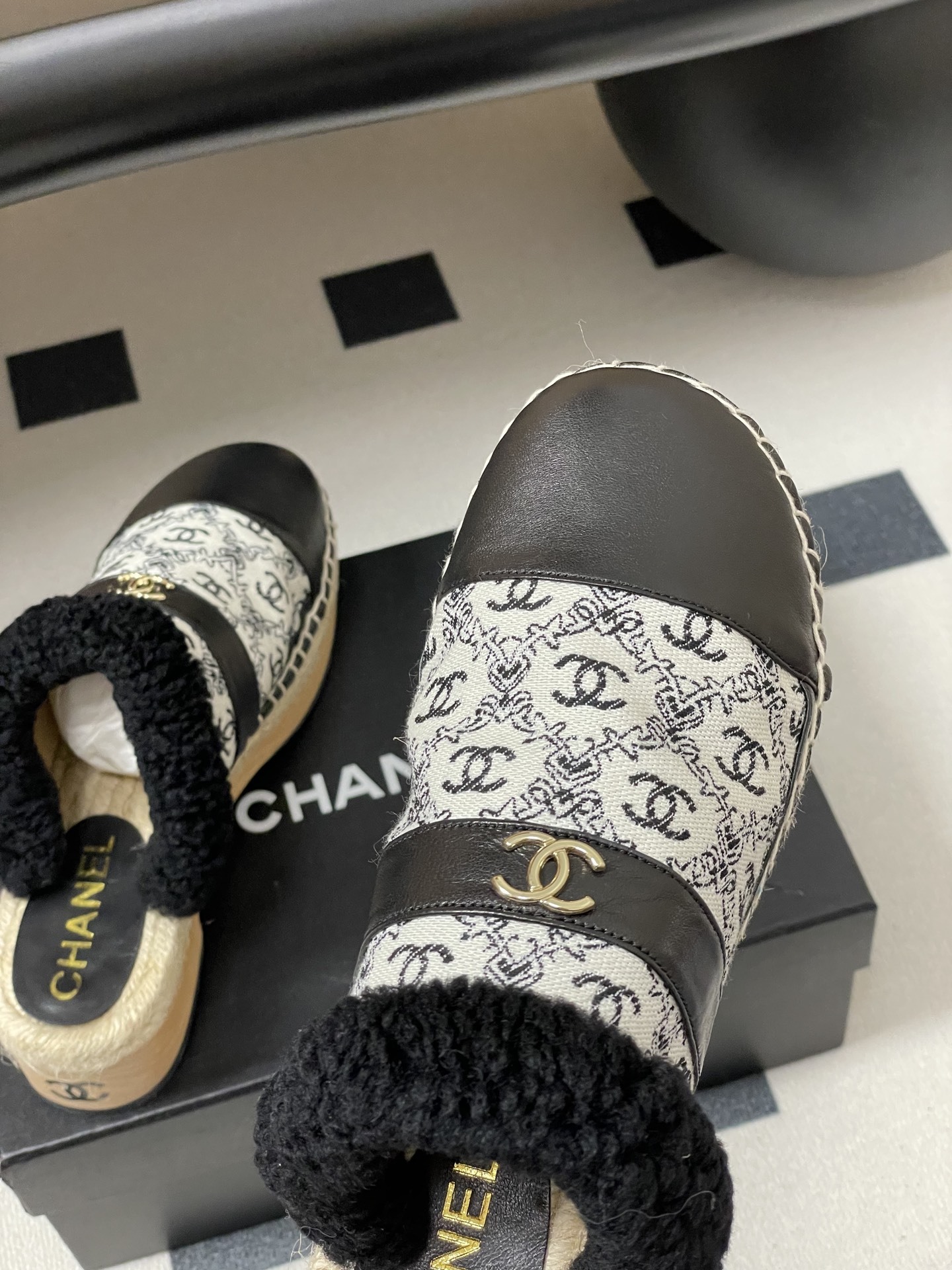 Luxury Monogram Platform Clogs with Shearling Trim