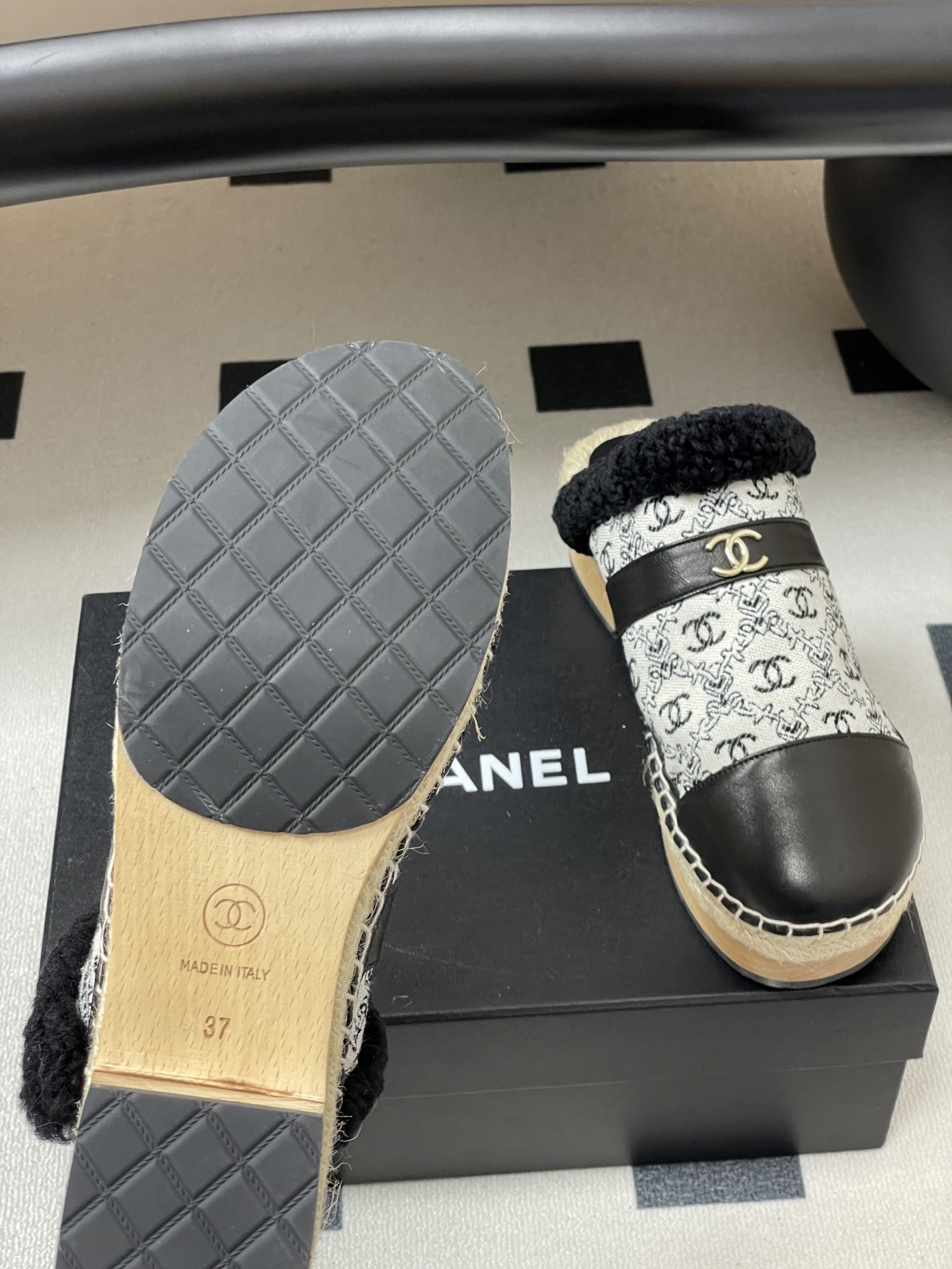 Luxury Monogram Platform Clogs with Shearling Trim