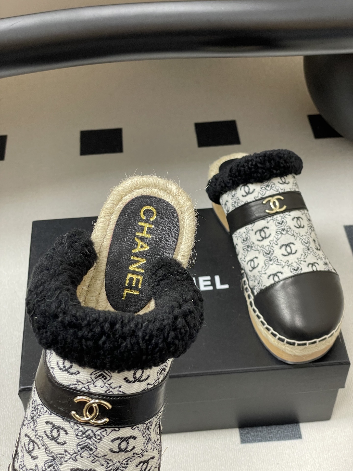 Luxury Monogram Platform Clogs with Shearling Trim