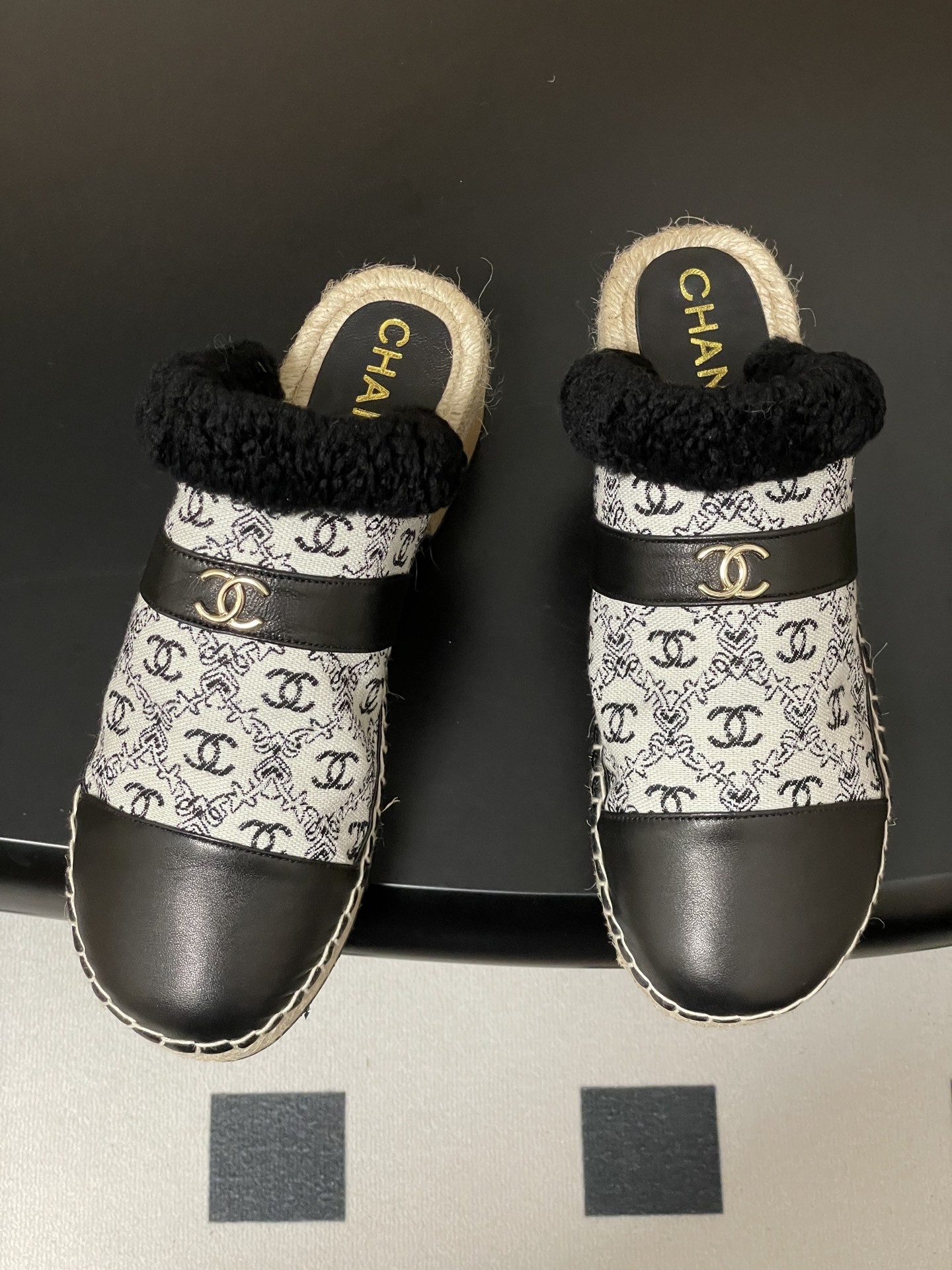 Luxury Monogram Platform Clogs with Shearling Trim