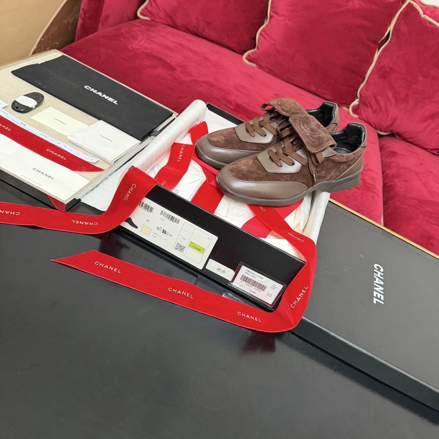 Chanel Luxury Brown Suede Sneakers – CC Logo Fold-Over Tongue