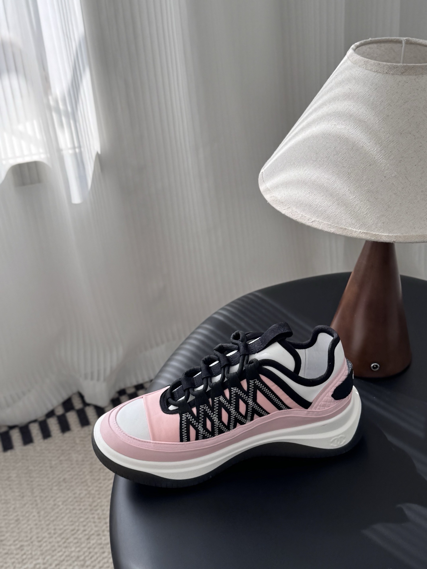 Chanel Luxury Women's Pink & White Chunky Fashion Sneakers