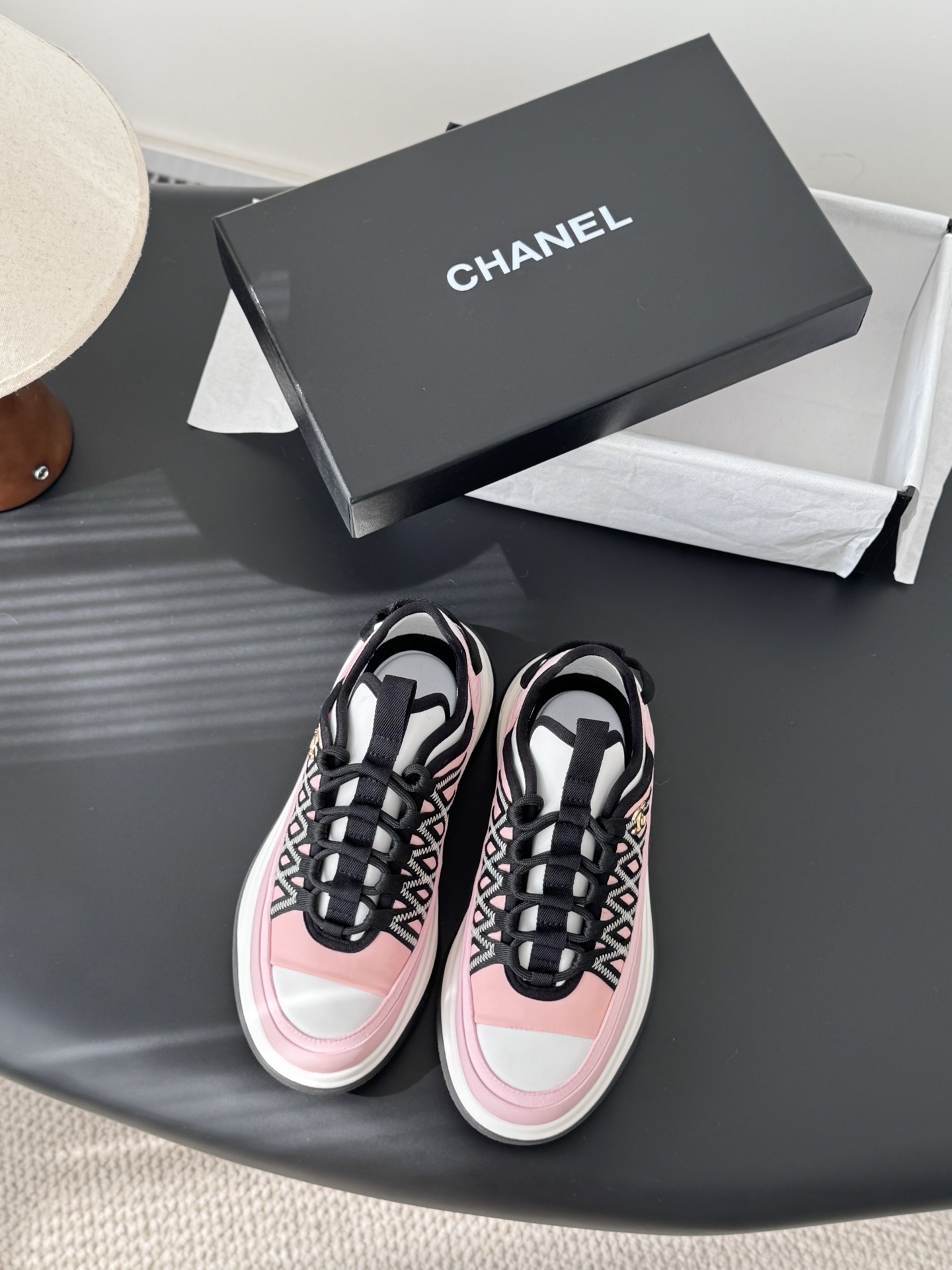 Chanel Luxury Women’s Pink & White Chunky Fashion Sneakers