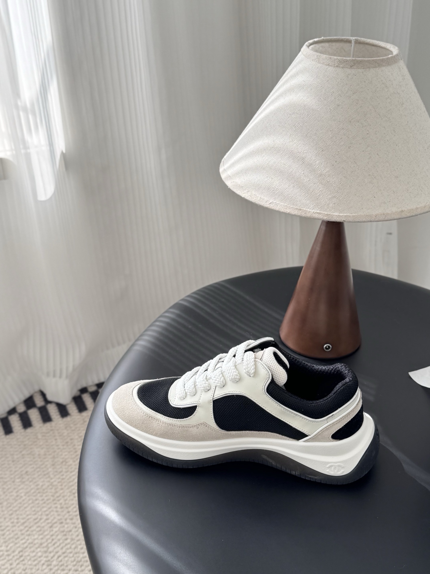 Chanel Luxury Mesh & Suede Sneakers - Elegant Black & Beige Trainers