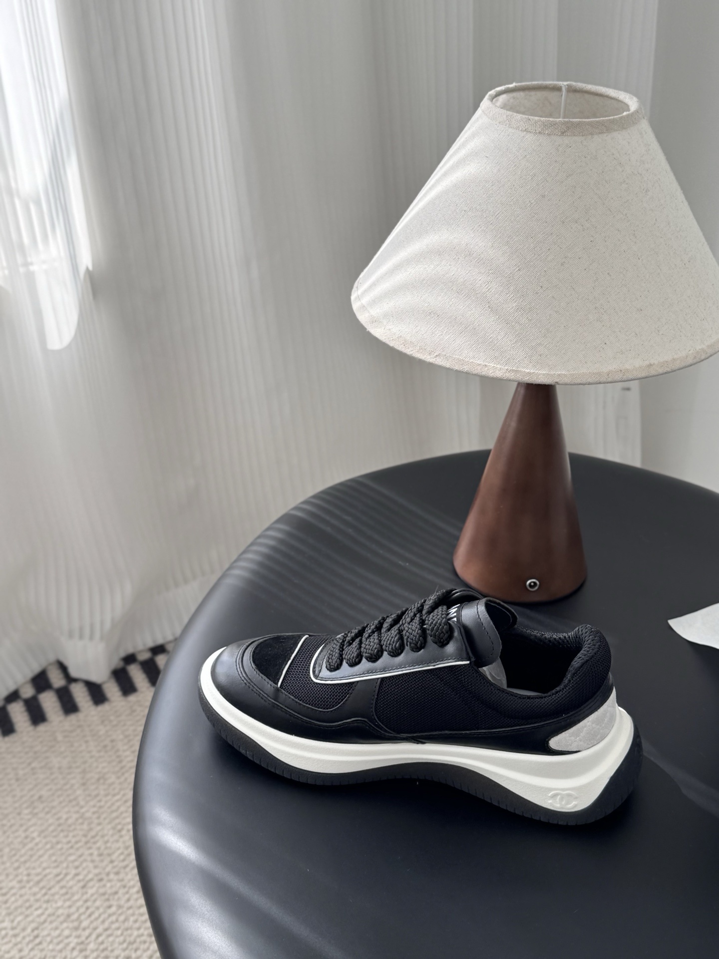 Chanel Women's Black & White CC Logo Sneakers - Luxury Footwear