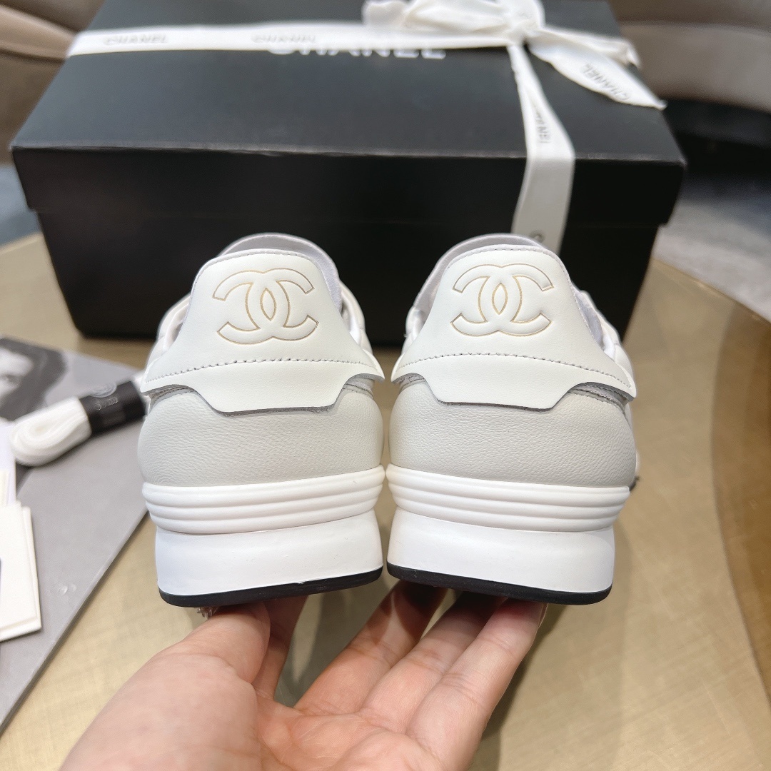 Chanel White Quilted Leather Sneakers with Iconic CC Logo