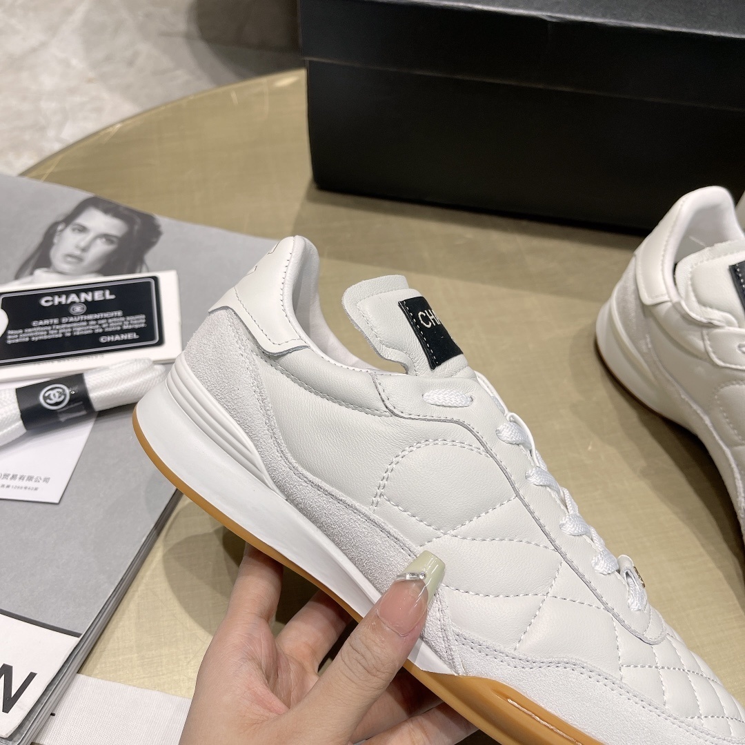 Chanel White Quilted Leather Sneakers with Iconic Gum Sole