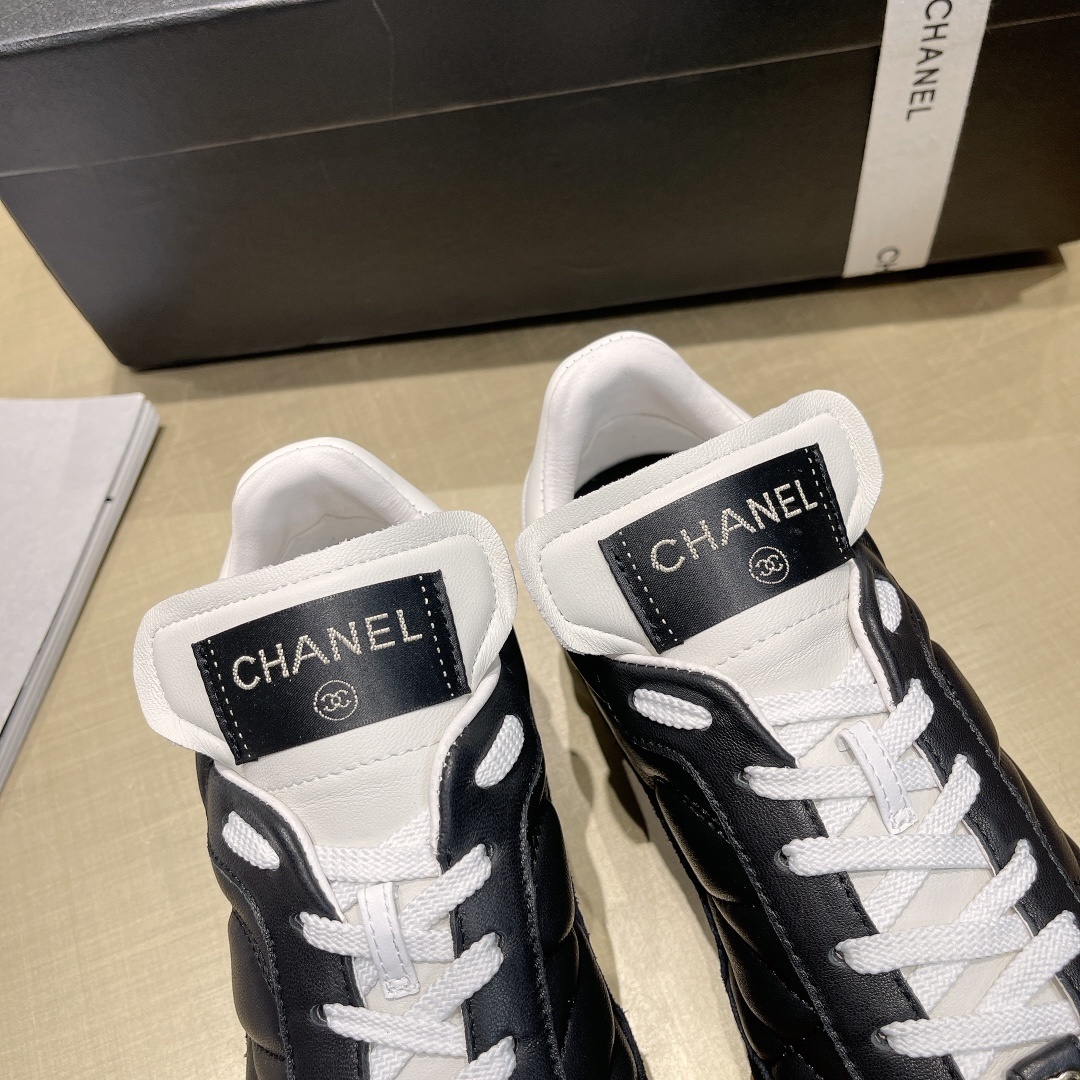 Chanel Black Quilted Leather Sneakers with Gum Sole - Women's