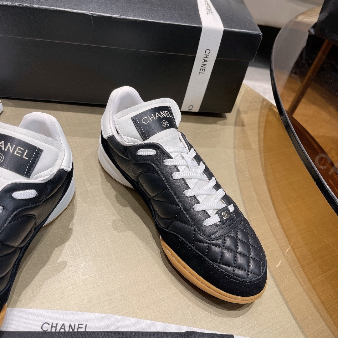 Chanel Black Quilted Leather Sneakers with Gum Sole - Women's