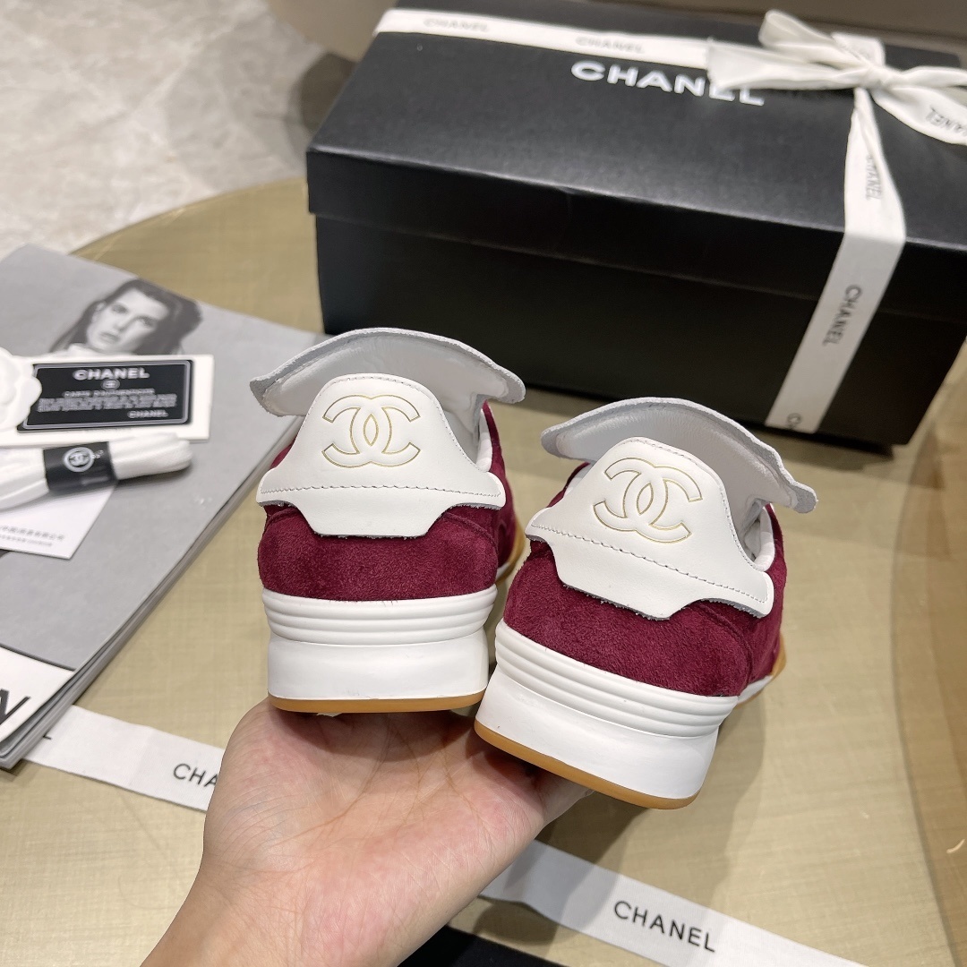Chanel Burgundy Quilted Suede Sneakers - Elegant Designer Footwear