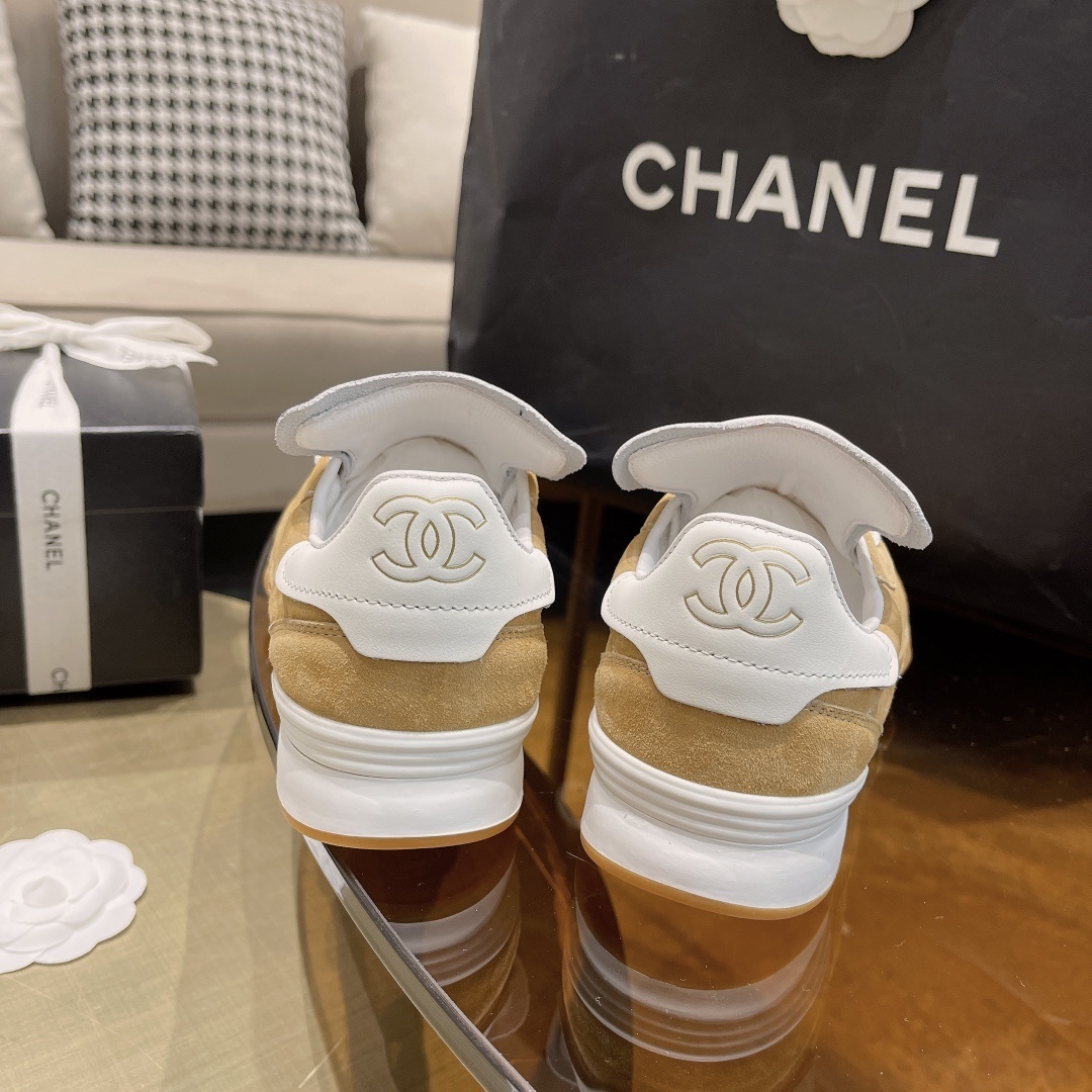 Chanel Tan Quilted Suede Sneakers - Luxury Women's Footwear