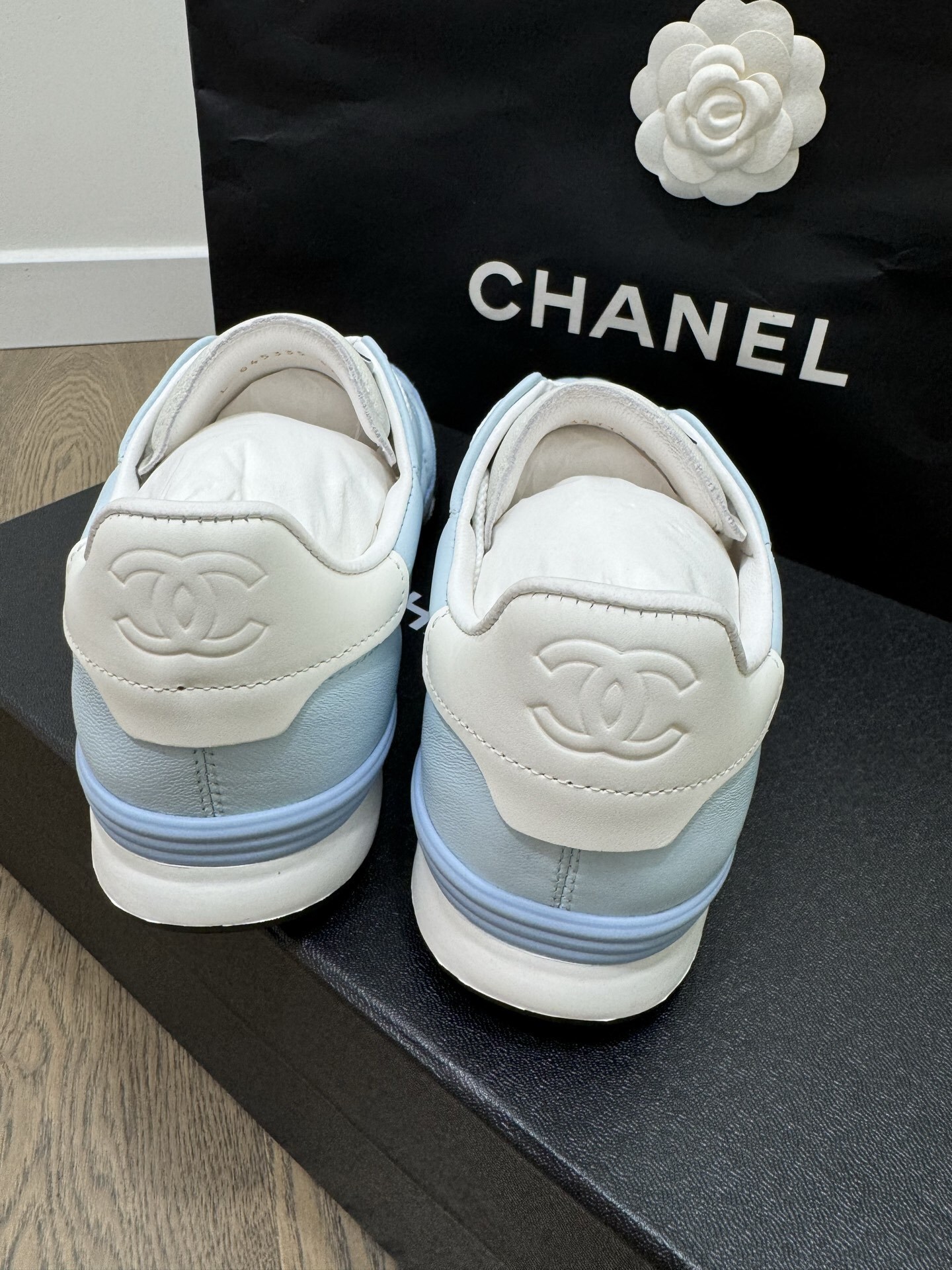 Chanel Quilted Leather Sneakers in Light Blue - Luxury Women's Shoes
