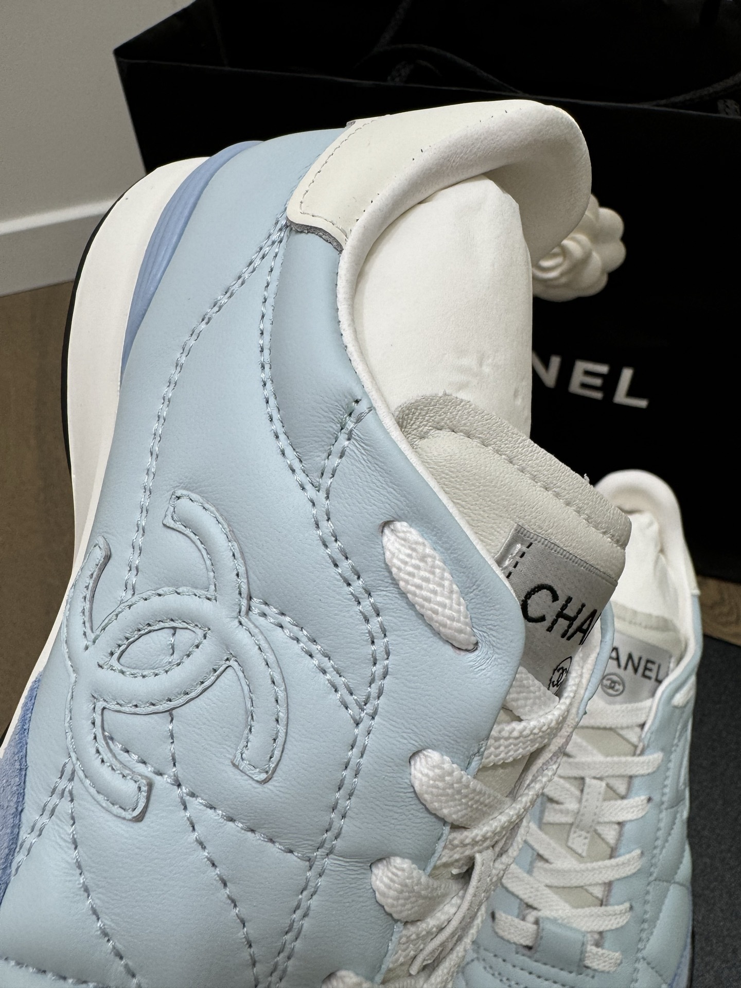 Chanel Quilted Leather Sneakers in Light Blue - Luxury Women's Shoes