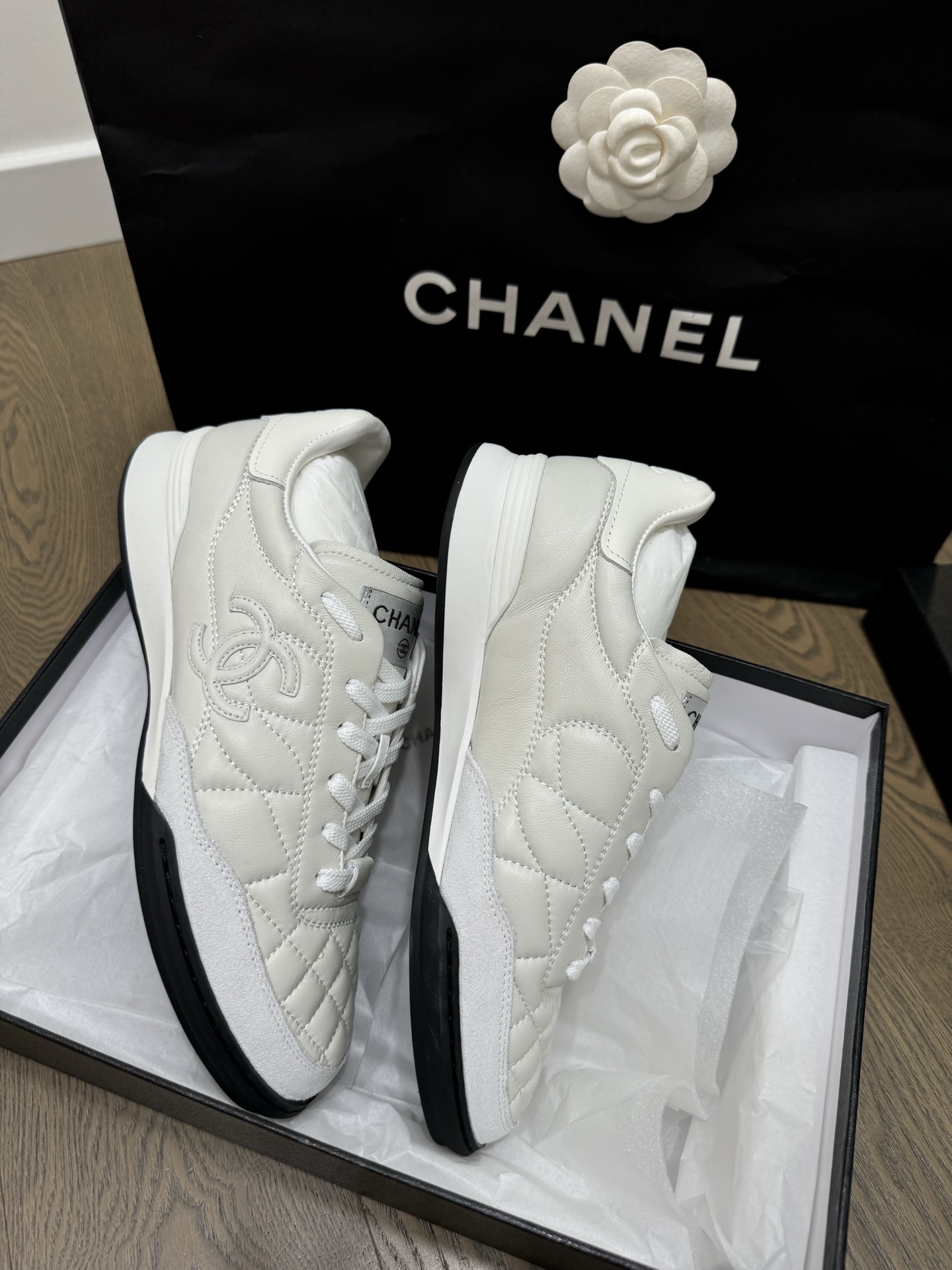 Chanel White Quilted Leather Sneakers - Iconic Luxury Footwear