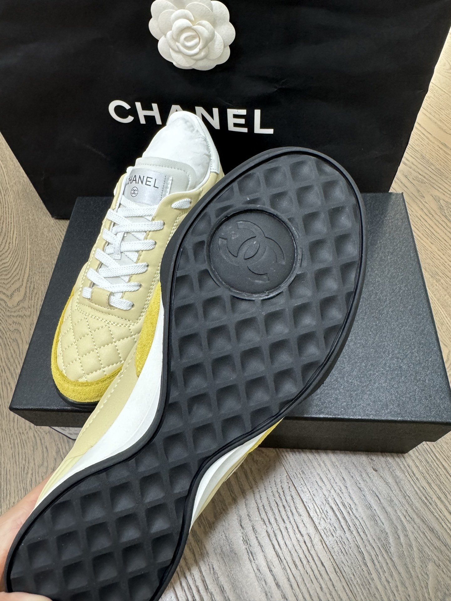 Chanel Yellow Quilted Leather Sneakers - Luxury Designer Shoes