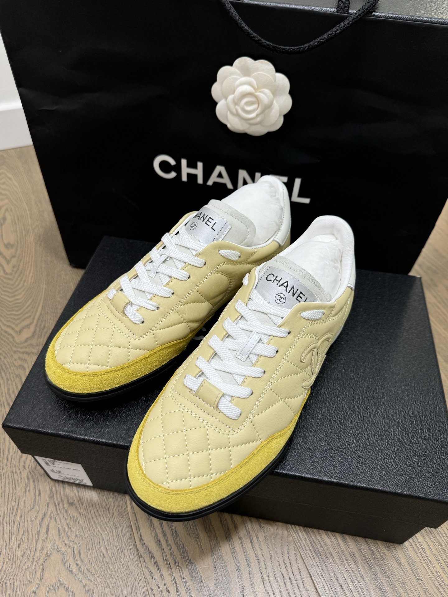 Chanel Yellow Quilted Leather Sneakers - Luxury Designer Shoes