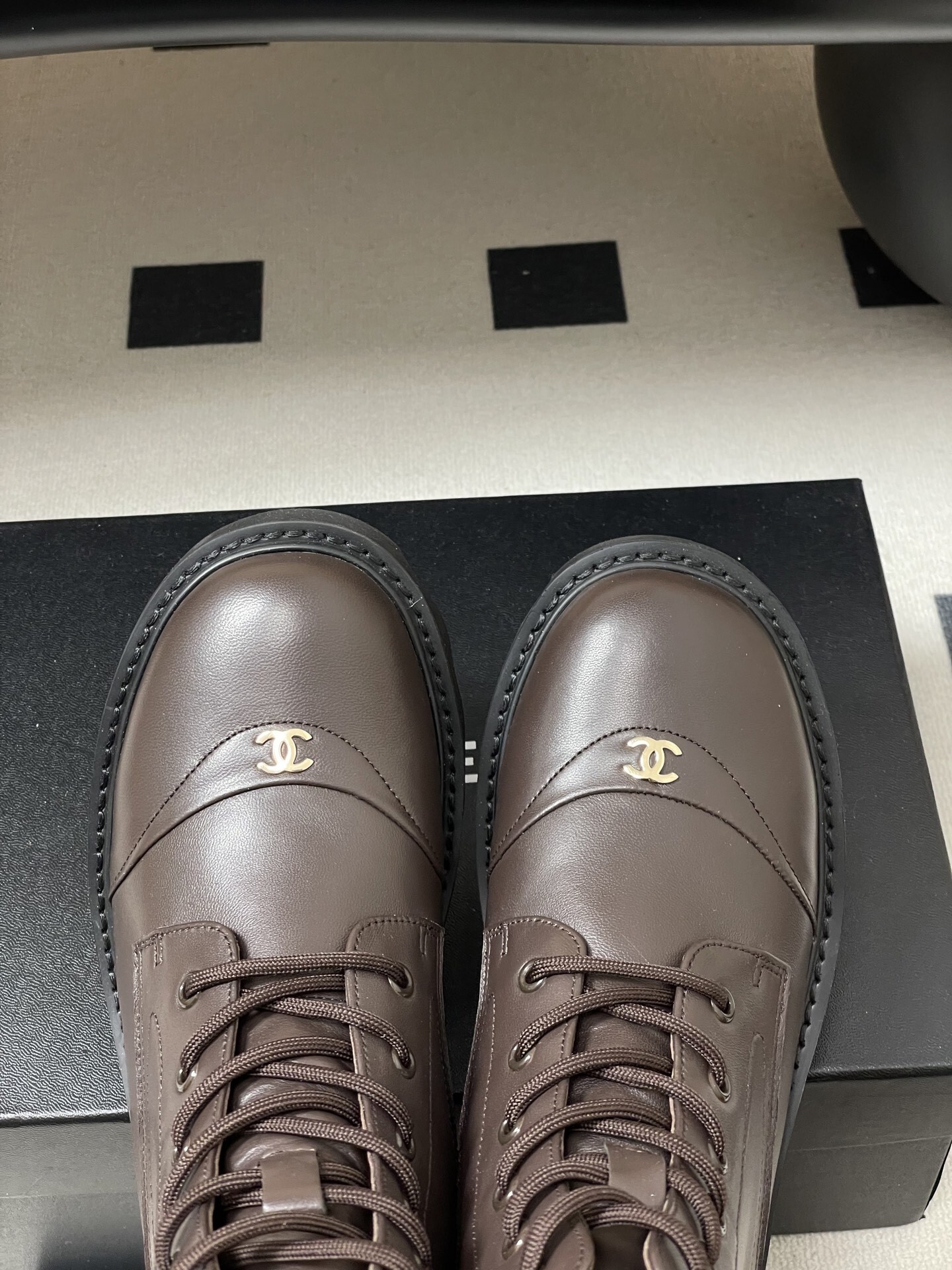 Women's Brown Leather Combat Boots - Chic Chunky Platform Ankle Boots