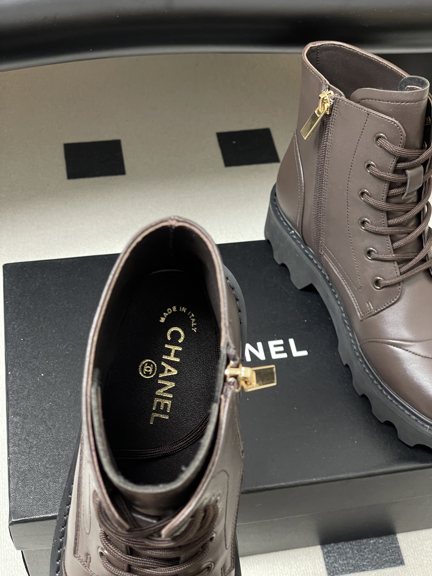 Women's Brown Leather Combat Boots - Chic Chunky Platform Ankle Boots