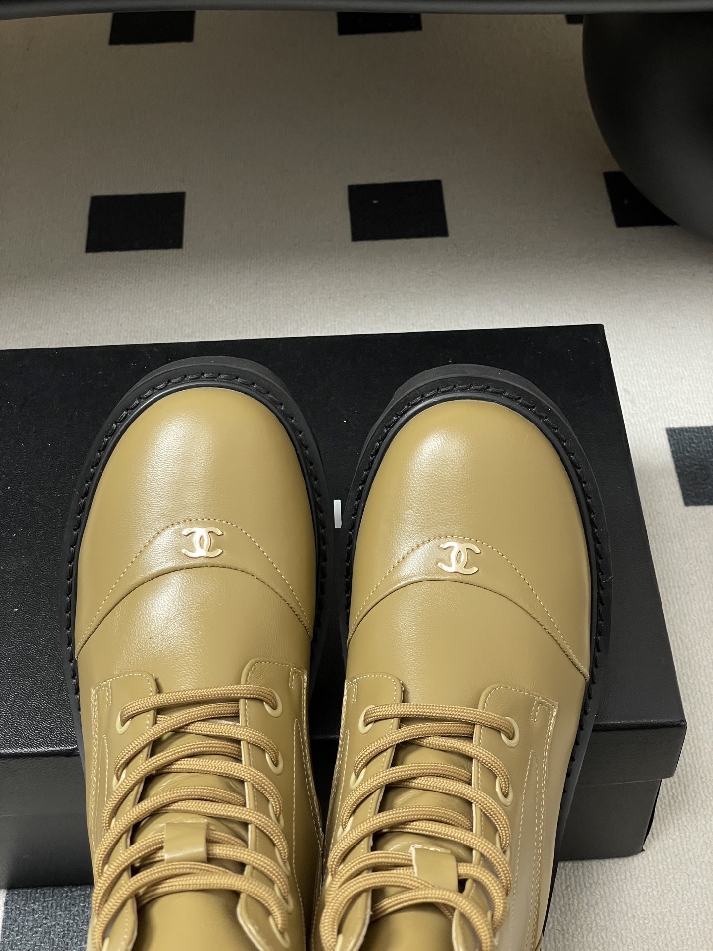 Women's Beige Chunky Platform Ankle Boots - Stylish Lace-up Design