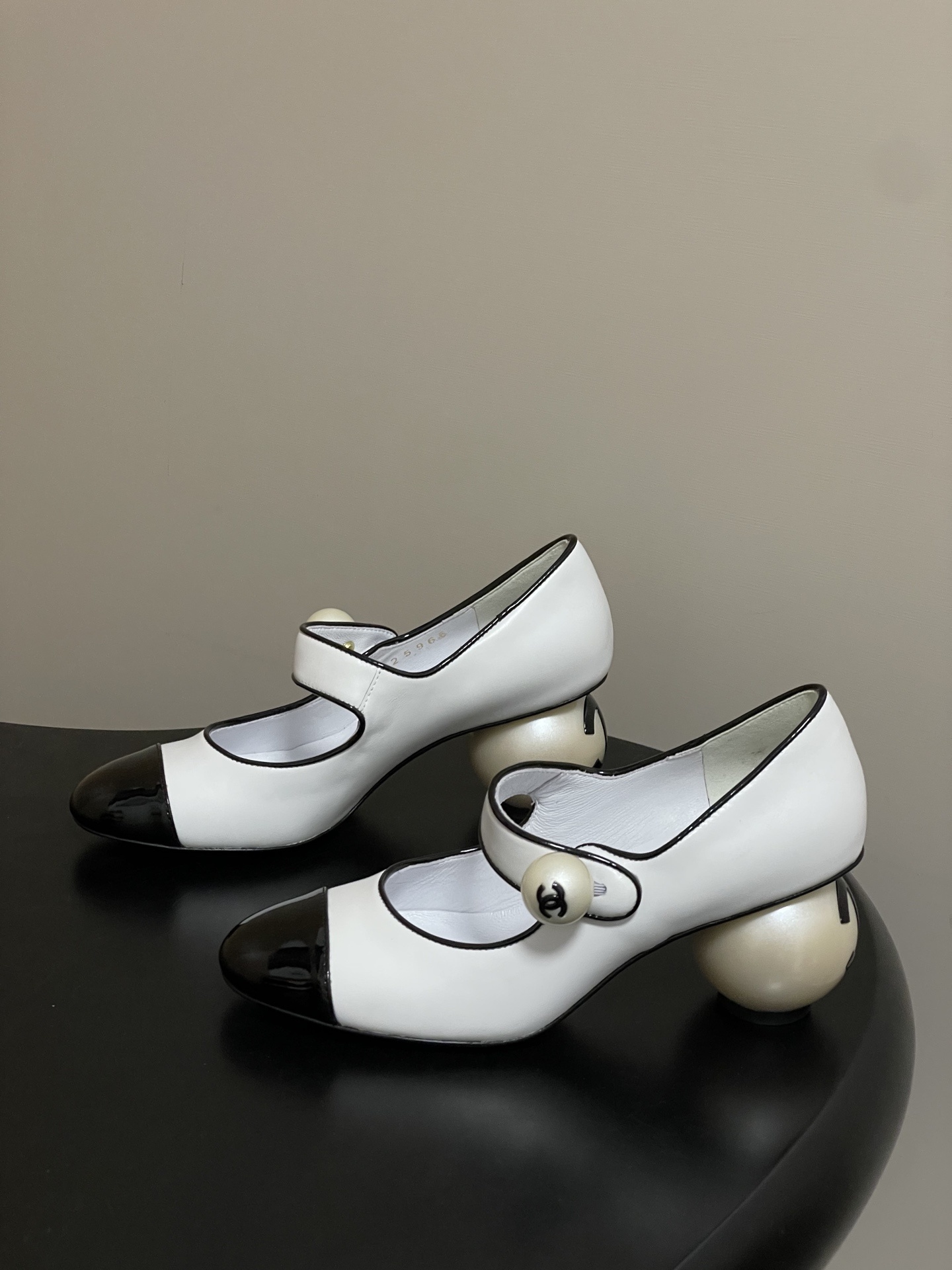 Chanel White Leather Mary Jane Pumps with Iconic Pearl Heel