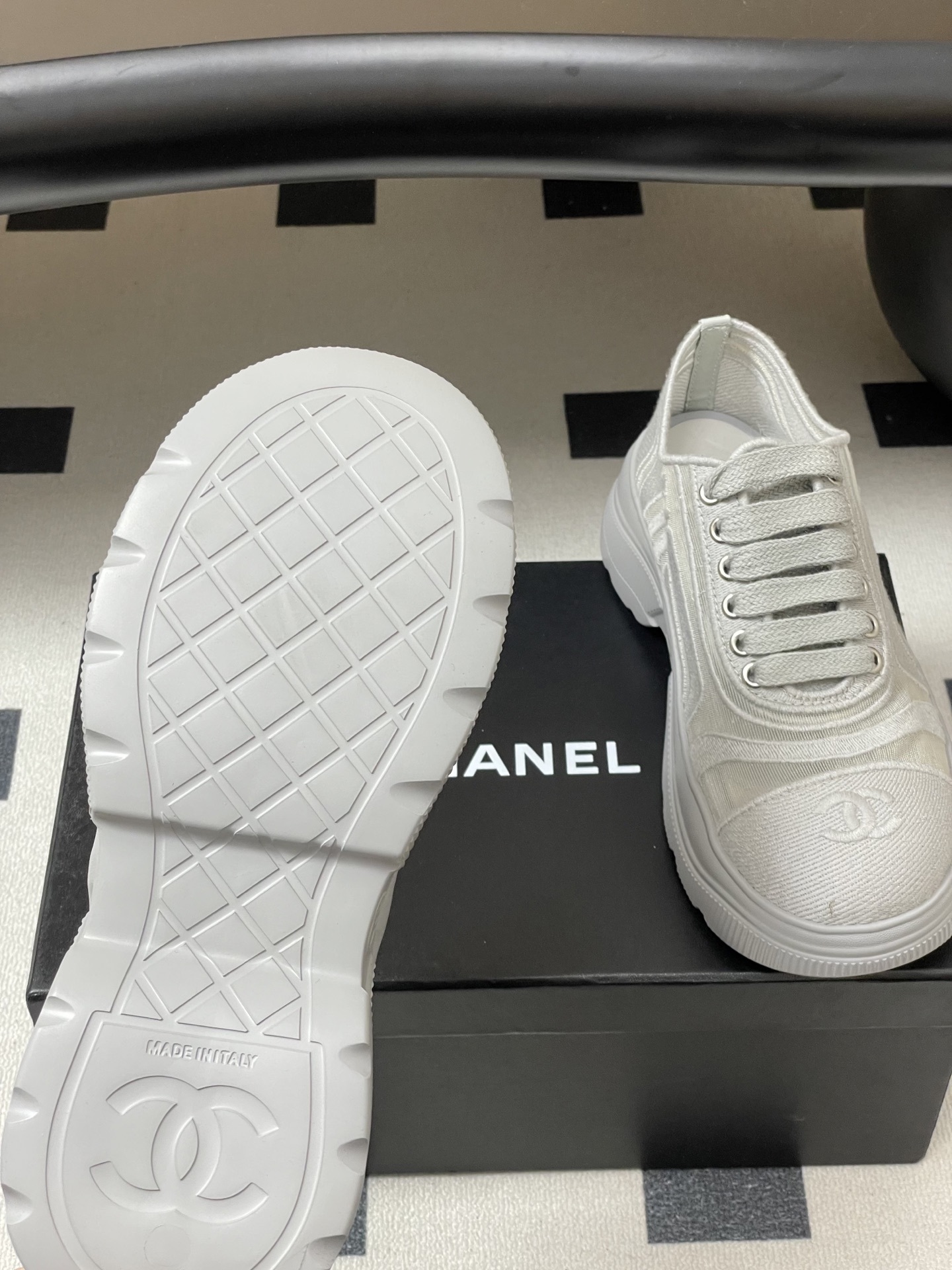 Chanel White Mesh Platform Sneakers - Luxury Designer Trainers