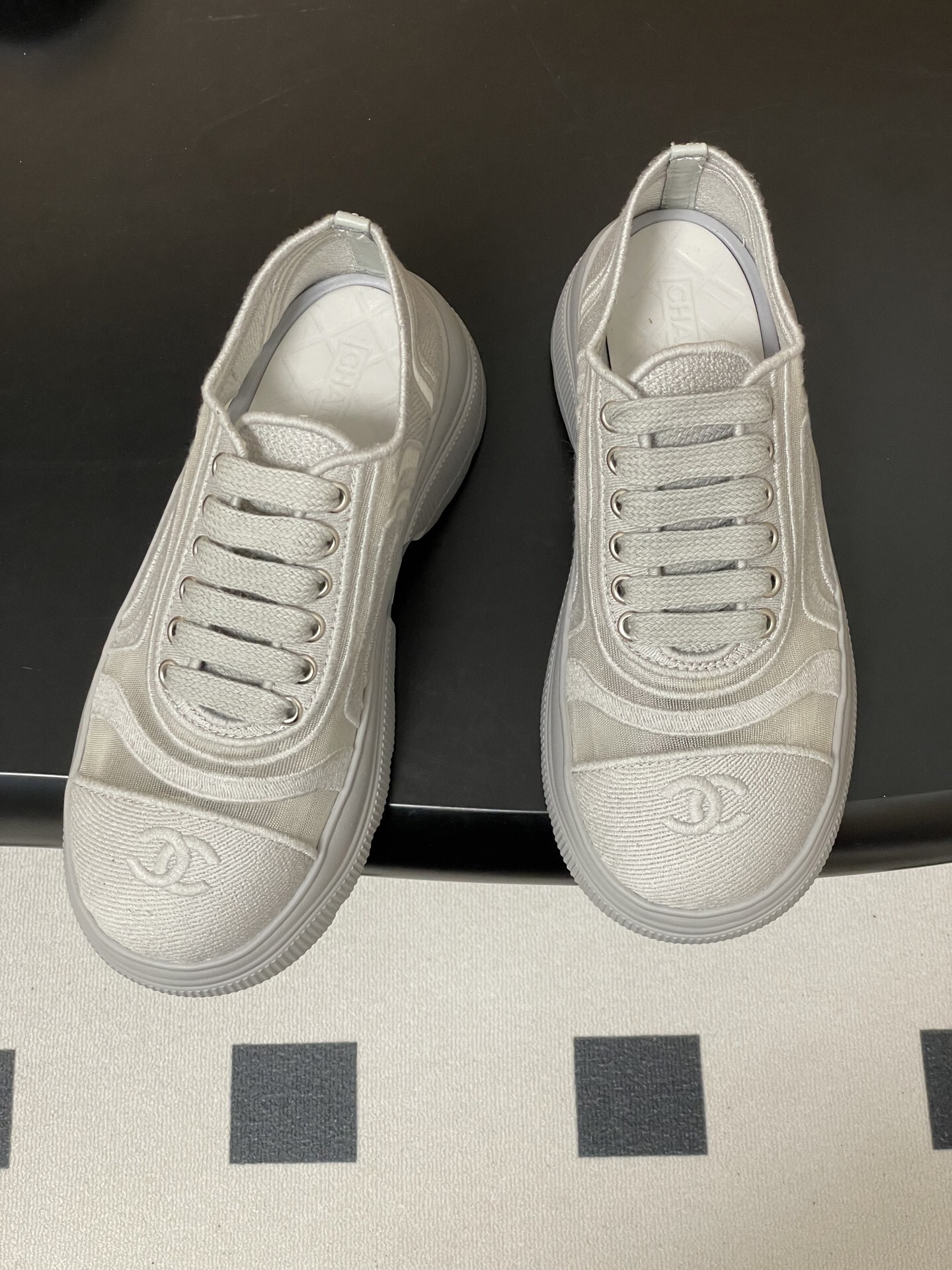 Chanel White Mesh Platform Sneakers - Luxury Designer Trainers