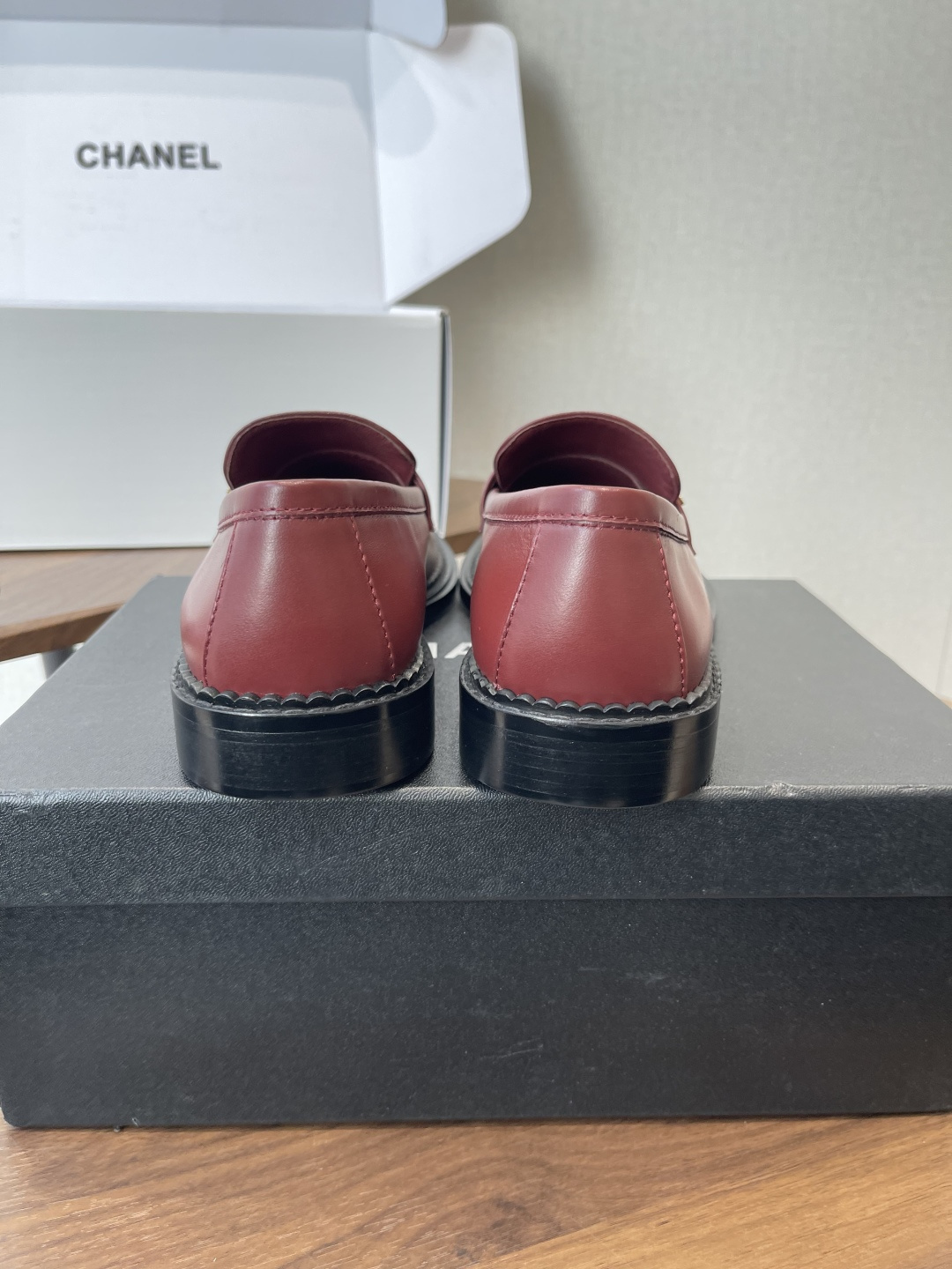 Elegant Burgundy Leather Loafers with Gold Hardware - Luxury Flats