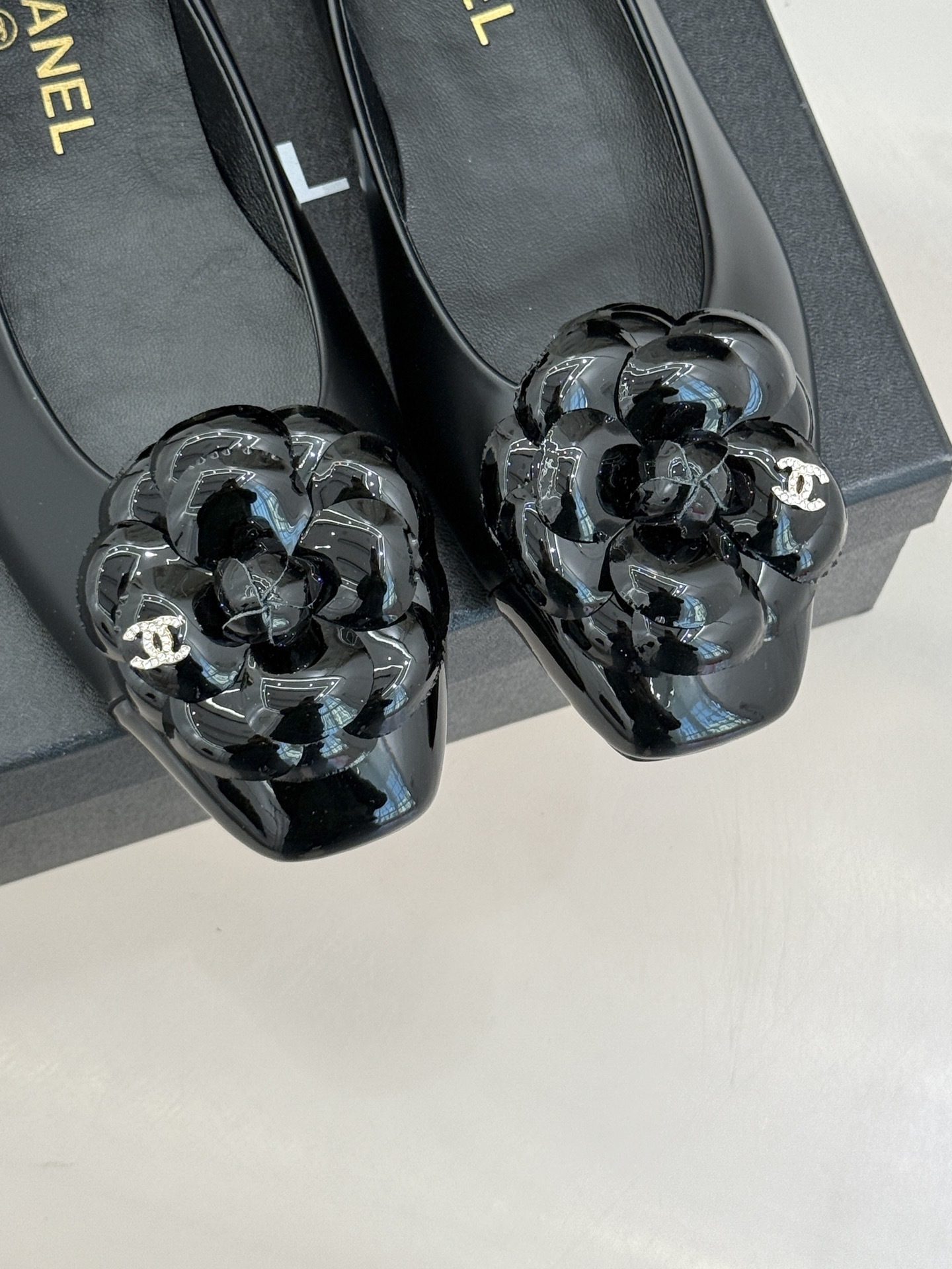 Chanel Camellia Lambskin Ballet Flats - Elegant Black Designer Shoes