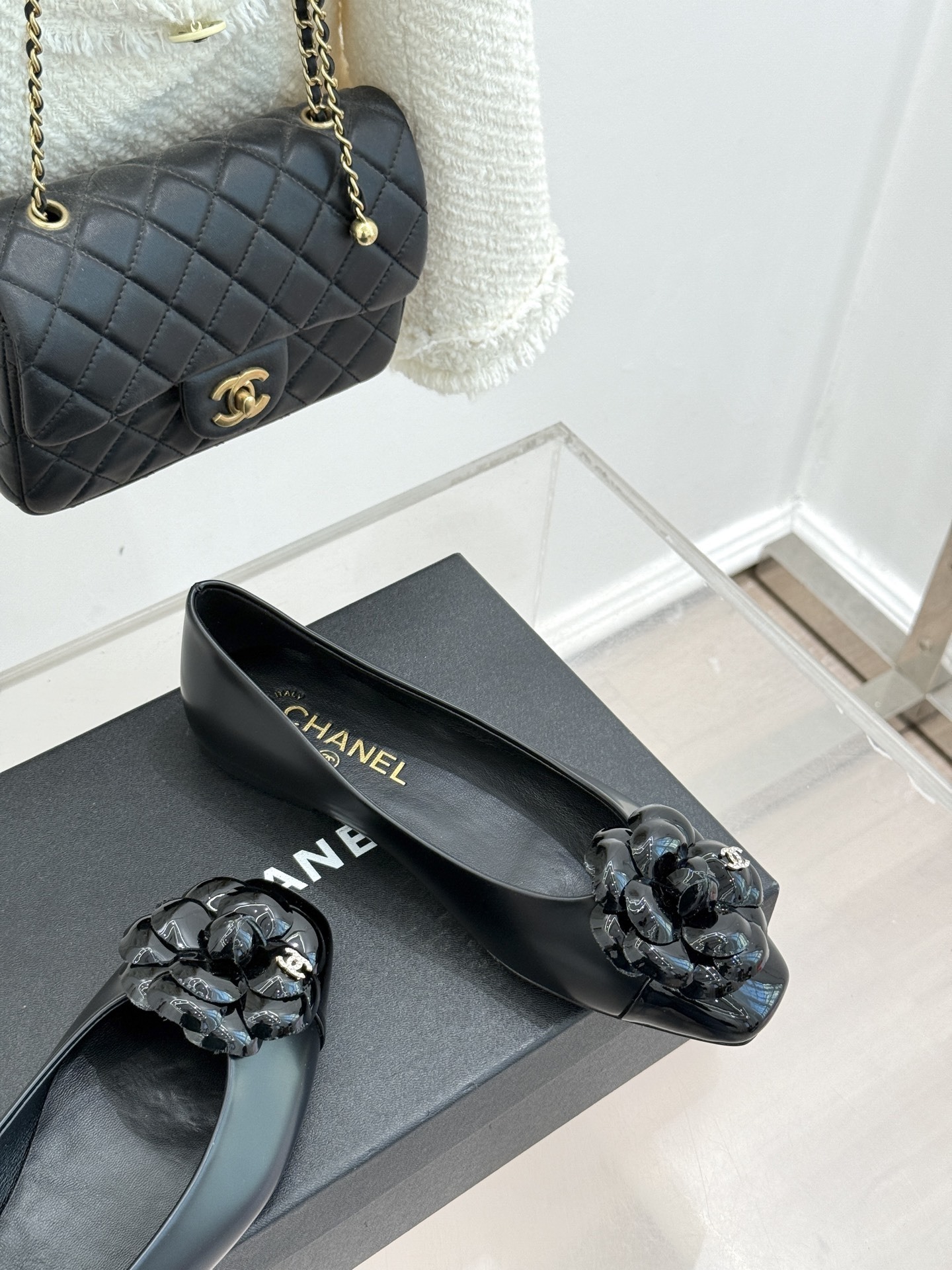 Chanel Camellia Lambskin Ballet Flats - Elegant Black Designer Shoes