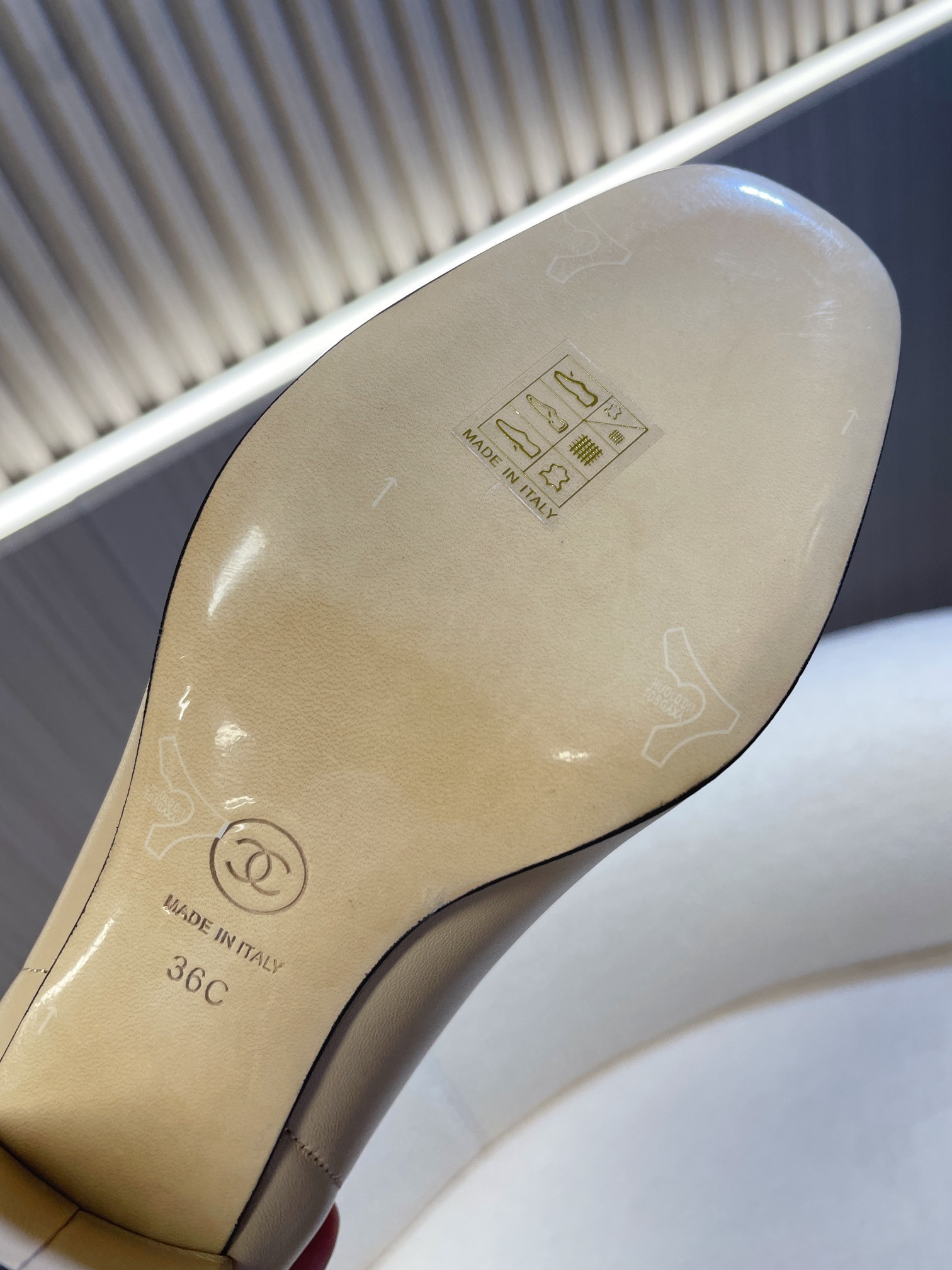 Chanel Two-Tone Beige & Black Leather Ankle Boots with Chain