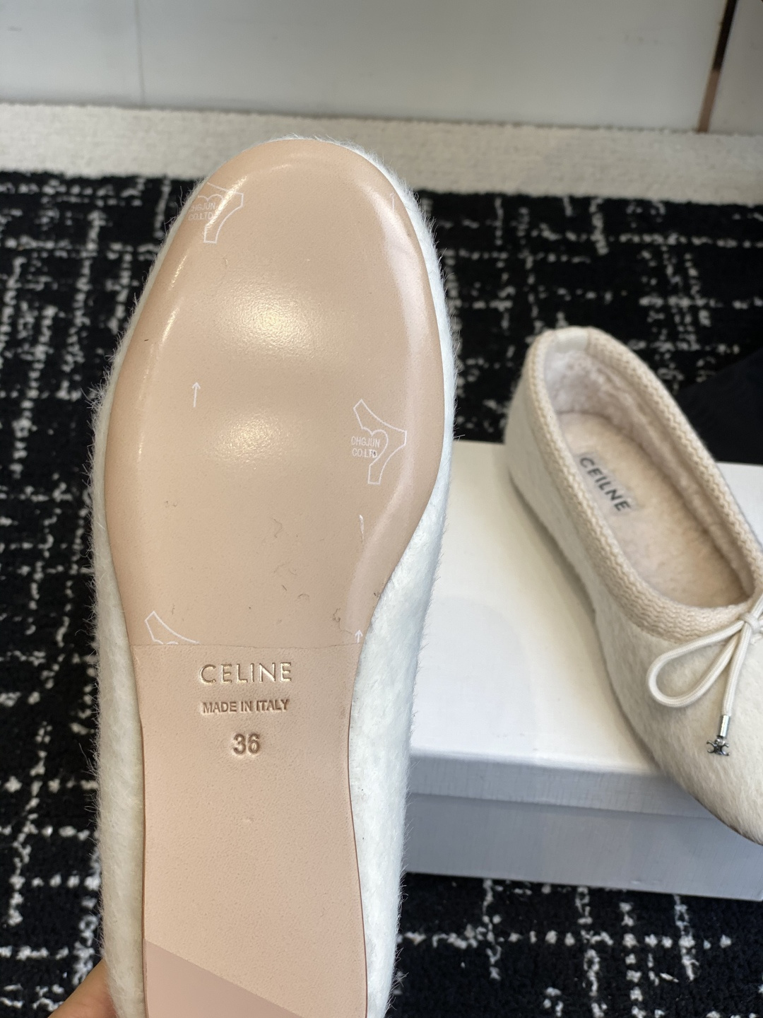 Luxury Ivory Wool Ballet Flats with Cozy Shearling Lining