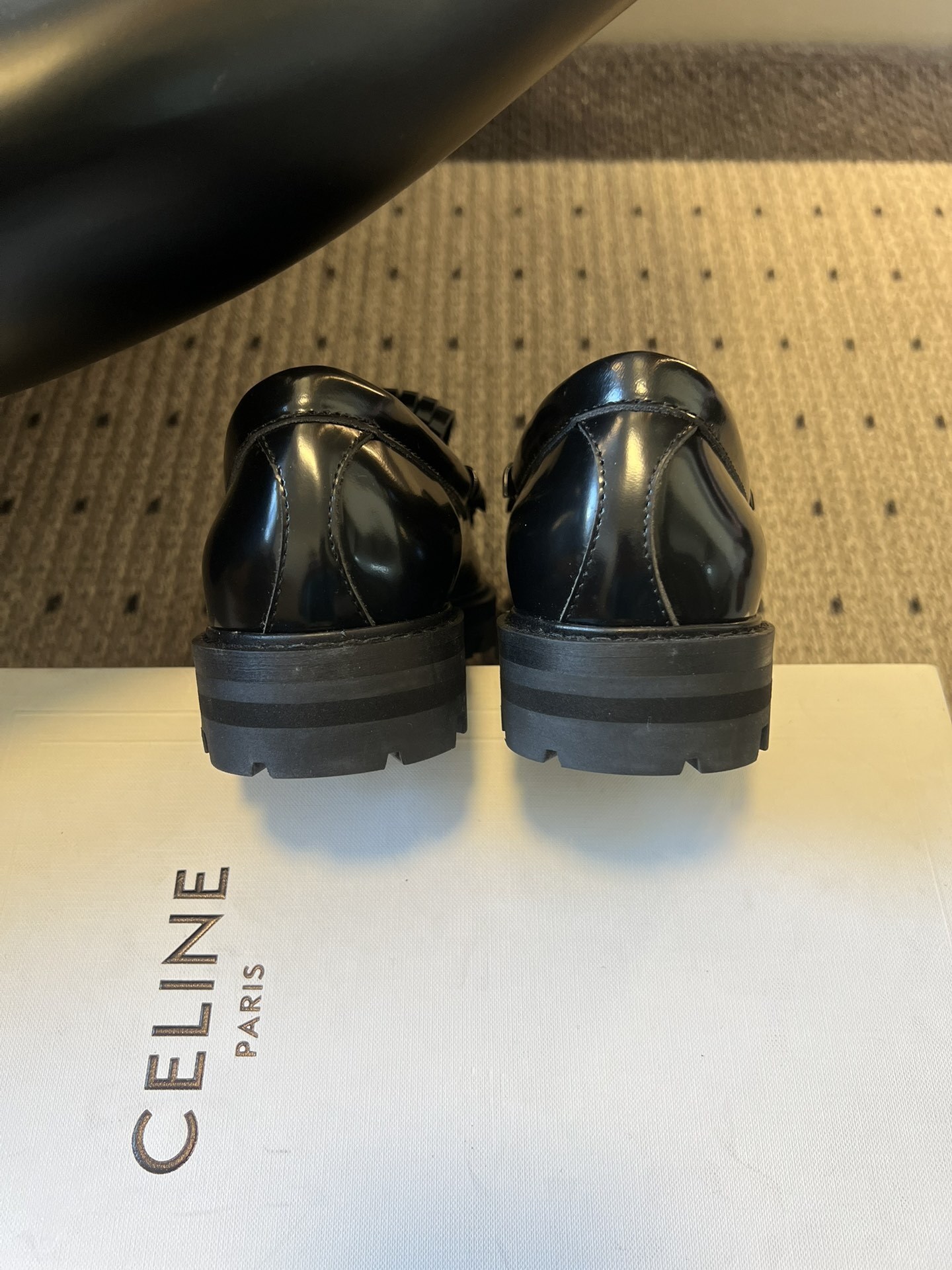 Celine Margaret Loafers with Triomphe Chain & Fringe - Black