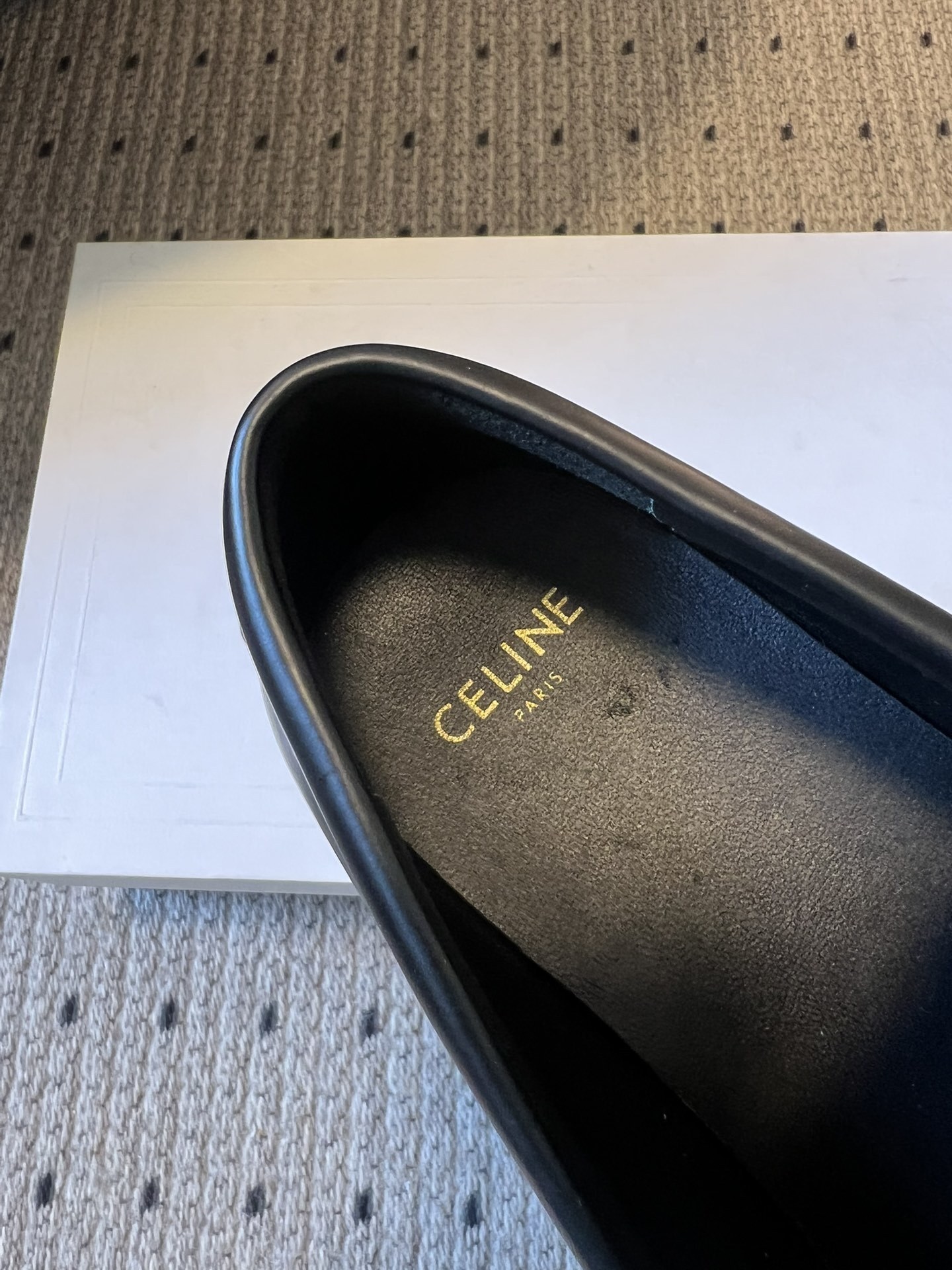 Celine Margaret Loafers in Black Leather with Triomphe Chain