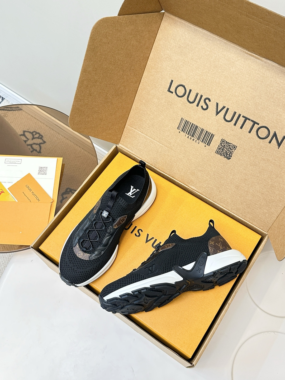 Louis Vuitton Black Monogram Knit Sneakers - Luxury Designer Trainers