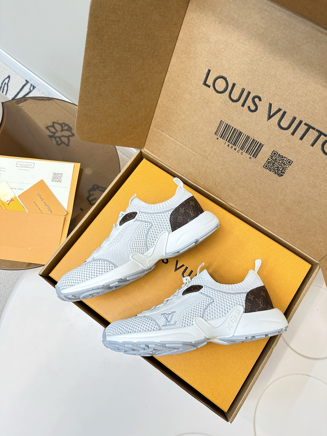 Louis Vuitton Run 55 Sneakers White Mesh & Monogram Canvas