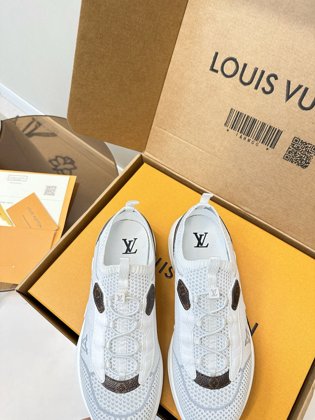 Louis Vuitton Run 55 Sneakers White Mesh & Monogram Canvas